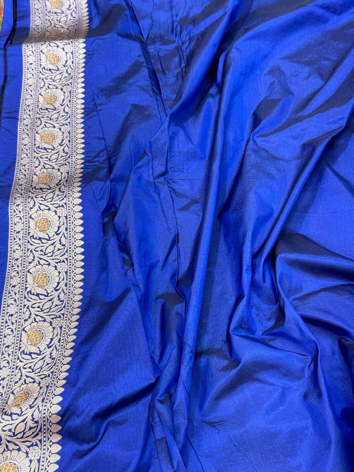 Blue Handwoven Banarasi Pure Mulberry Katan Silk Handloom Saree - Rangkaat
