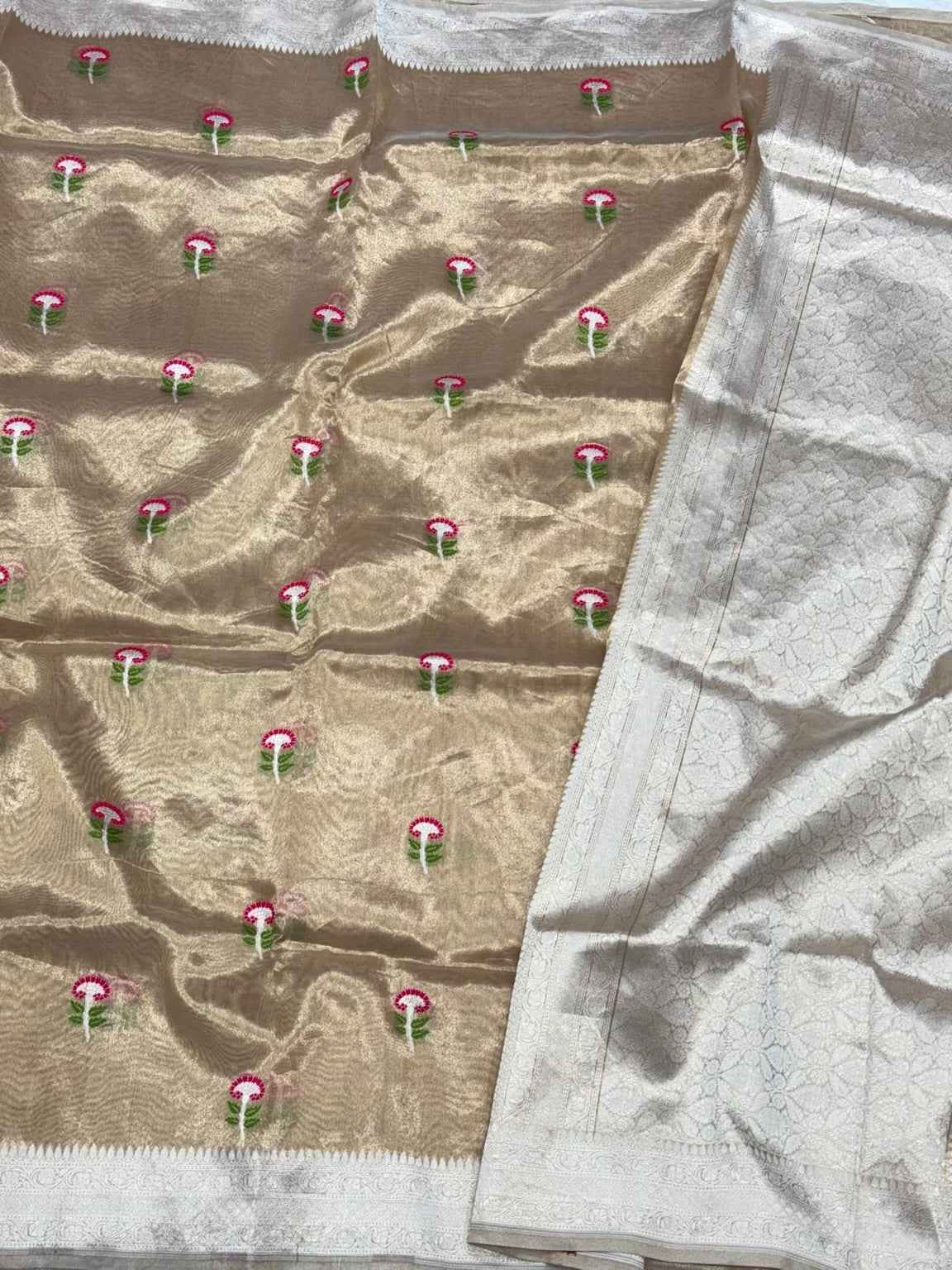 Blue Handloom Banarasi Saree With Pure Katan Silk & Pure Mulberry Silk
