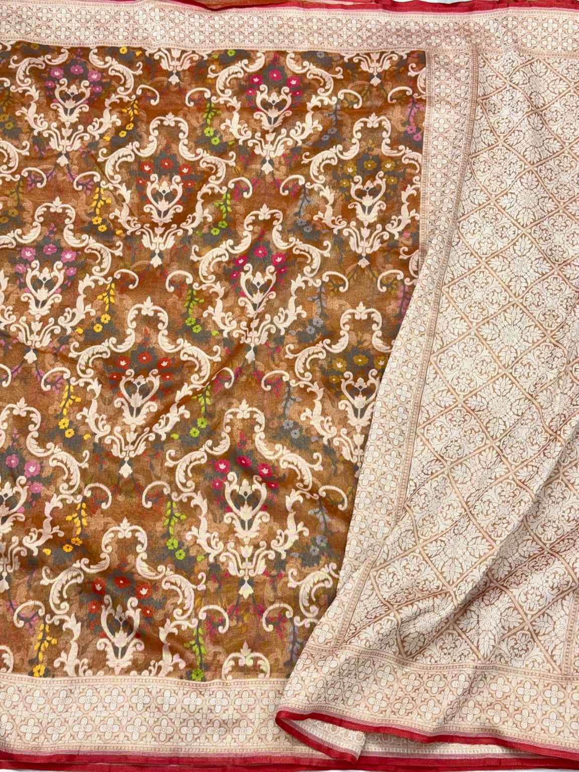 Blue Pure Tissue Silk | Pure Cotton Tissue Jamdani Handloom Modern Banarasi Lightweight Saree