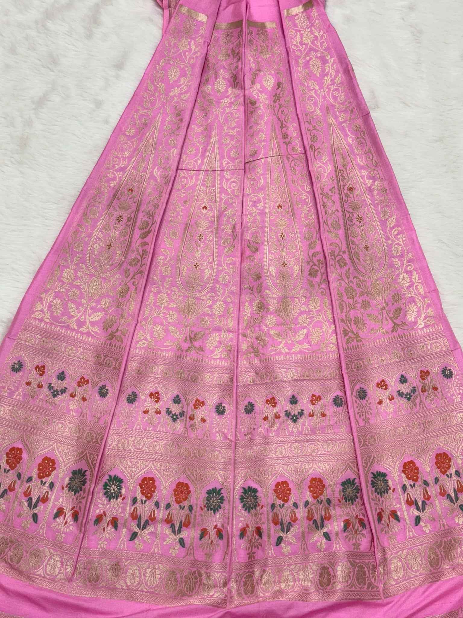 Pink Katan Silk Pure Handwoven Lahenga