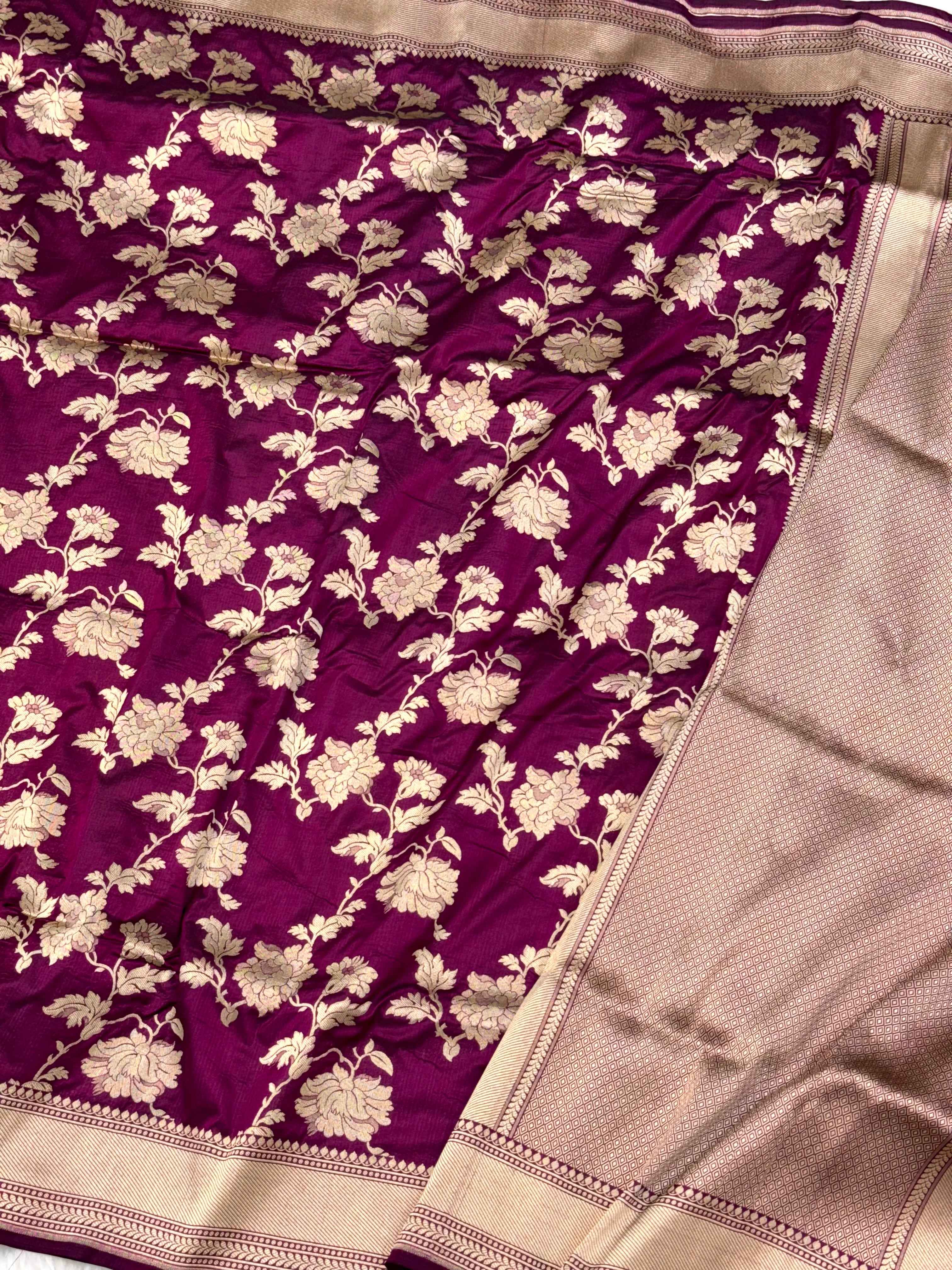 Red Pure Mulberry Katan Silk Handloom Banarasi Saree