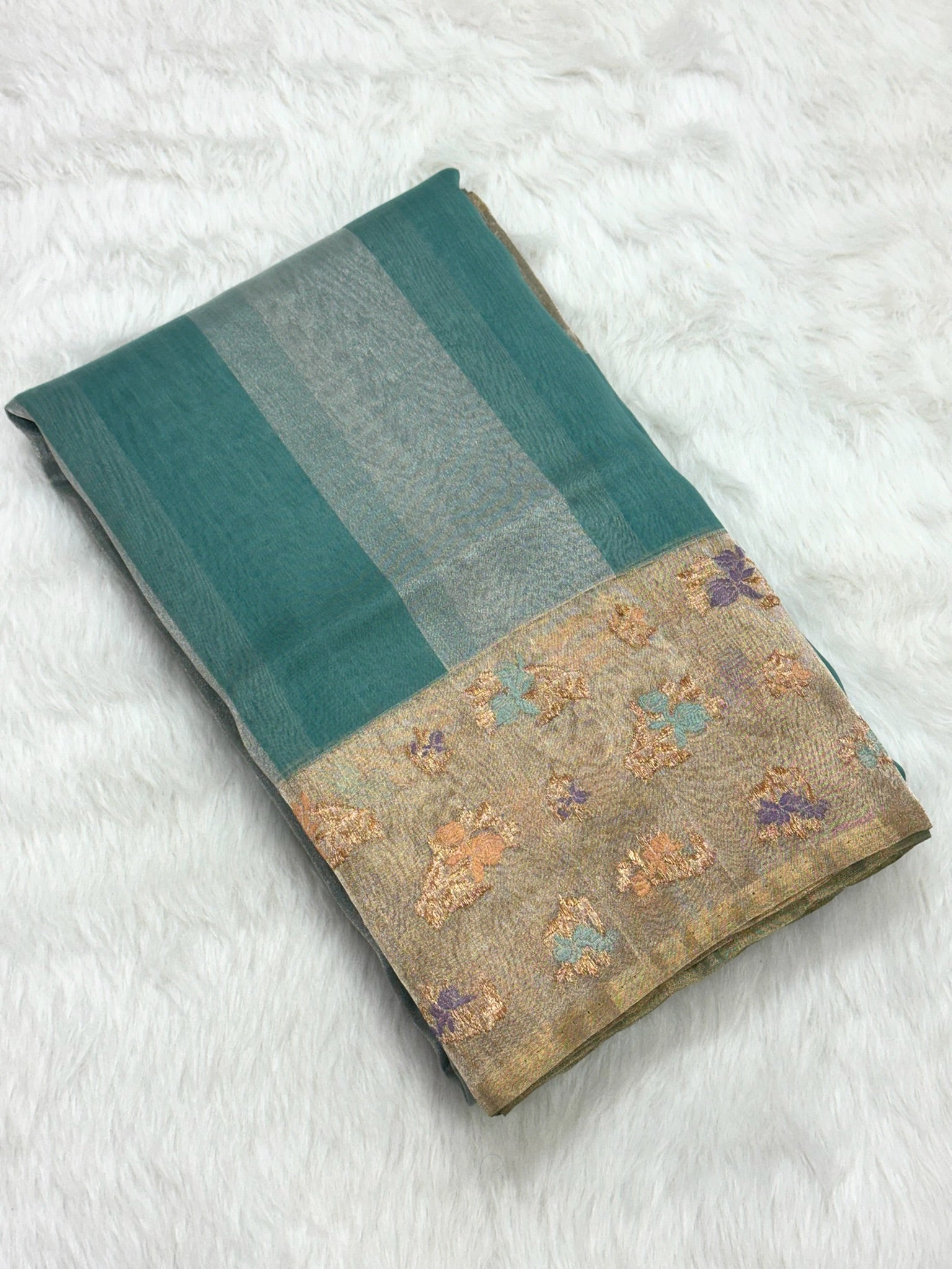 Green Pure Kora Organza Silk Handwoven Banarasi Saree