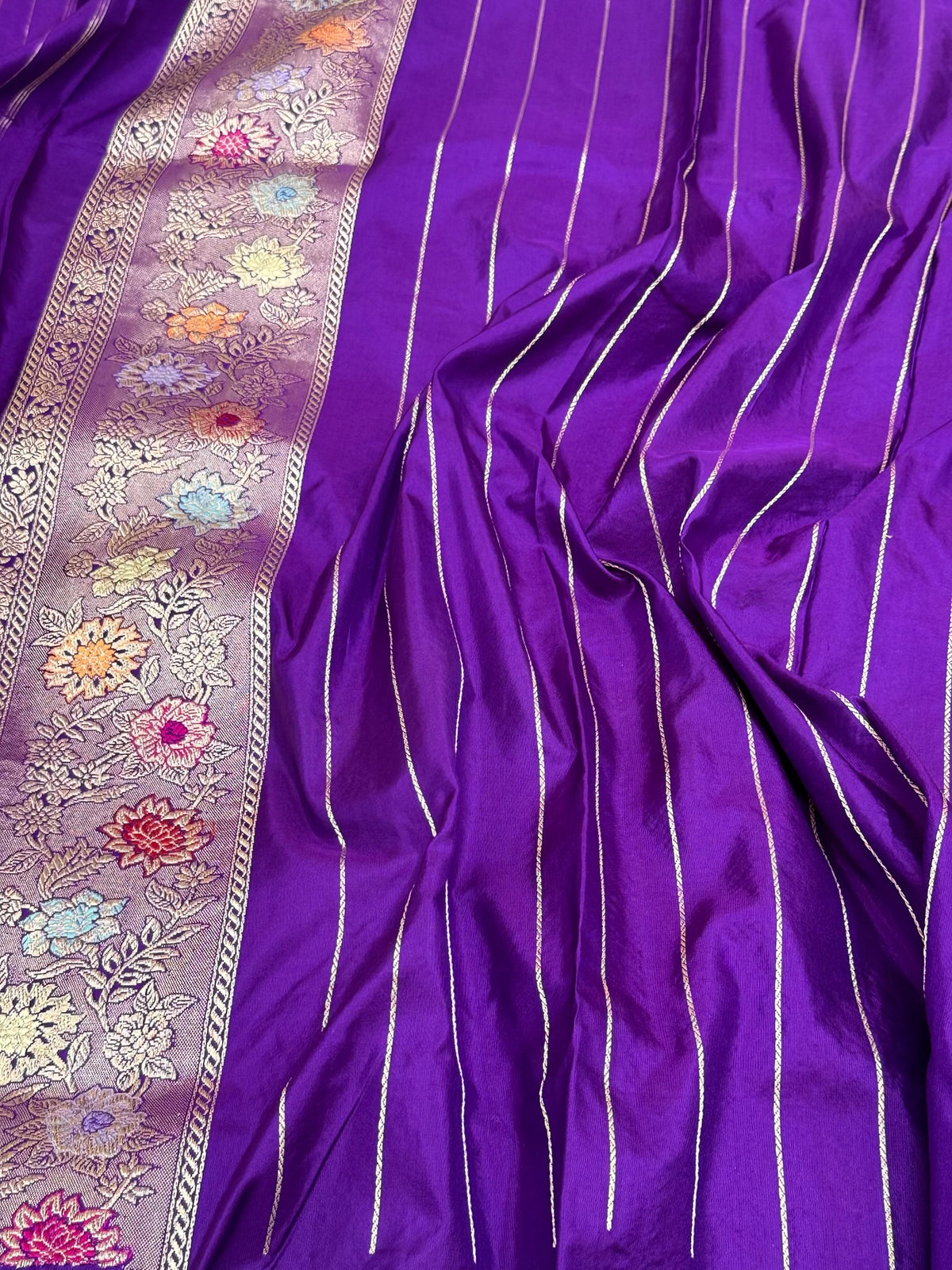Purple Pure Mulberry Katan Silk Handwoven Banarasi Brocade Saree | Kadhwa Technique + Teh-Rir Meena - A New Era Of Elegance