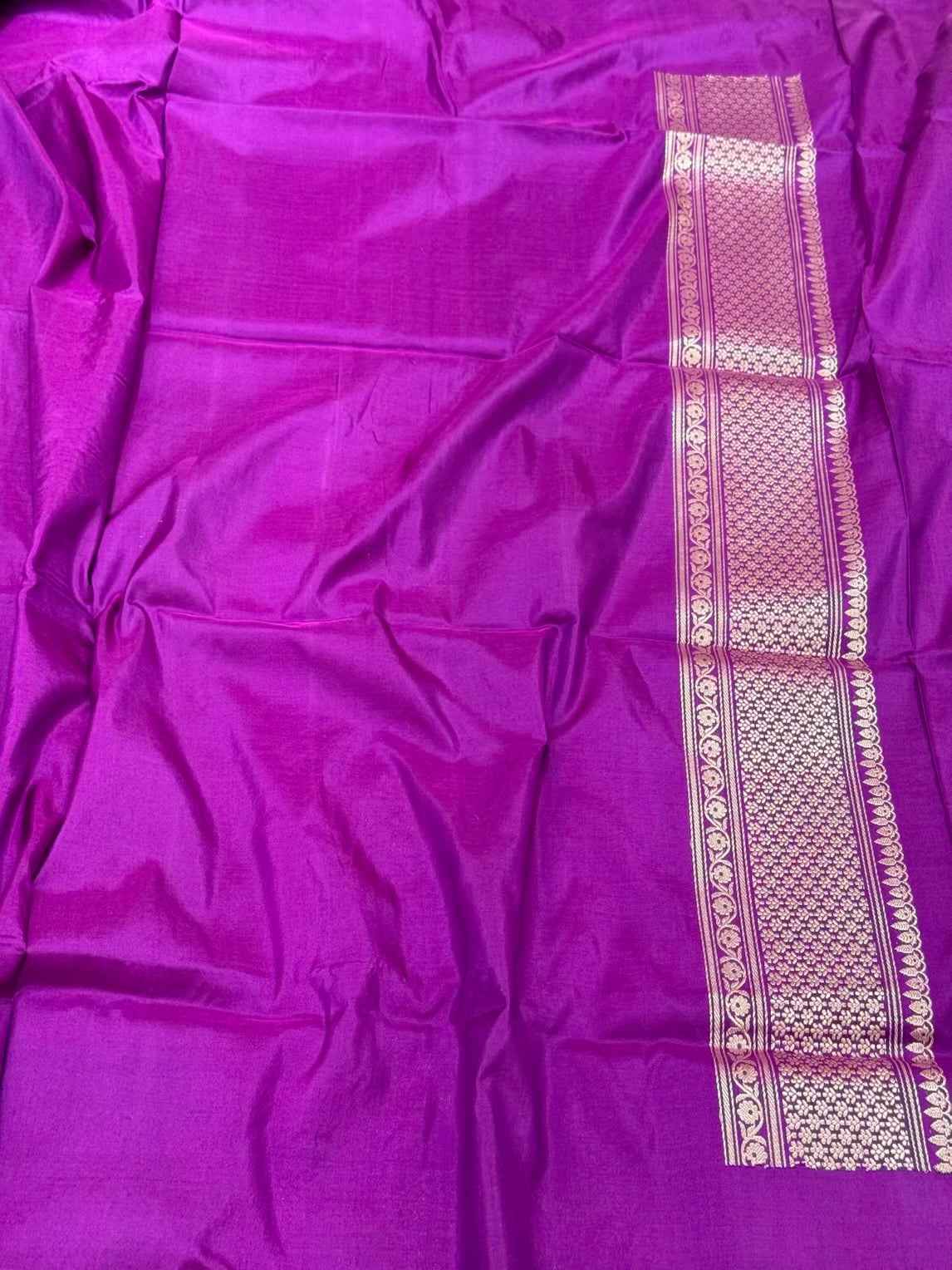Purple 100% Pure Katan Mulberry Silk Banarasi Handwoven Saree