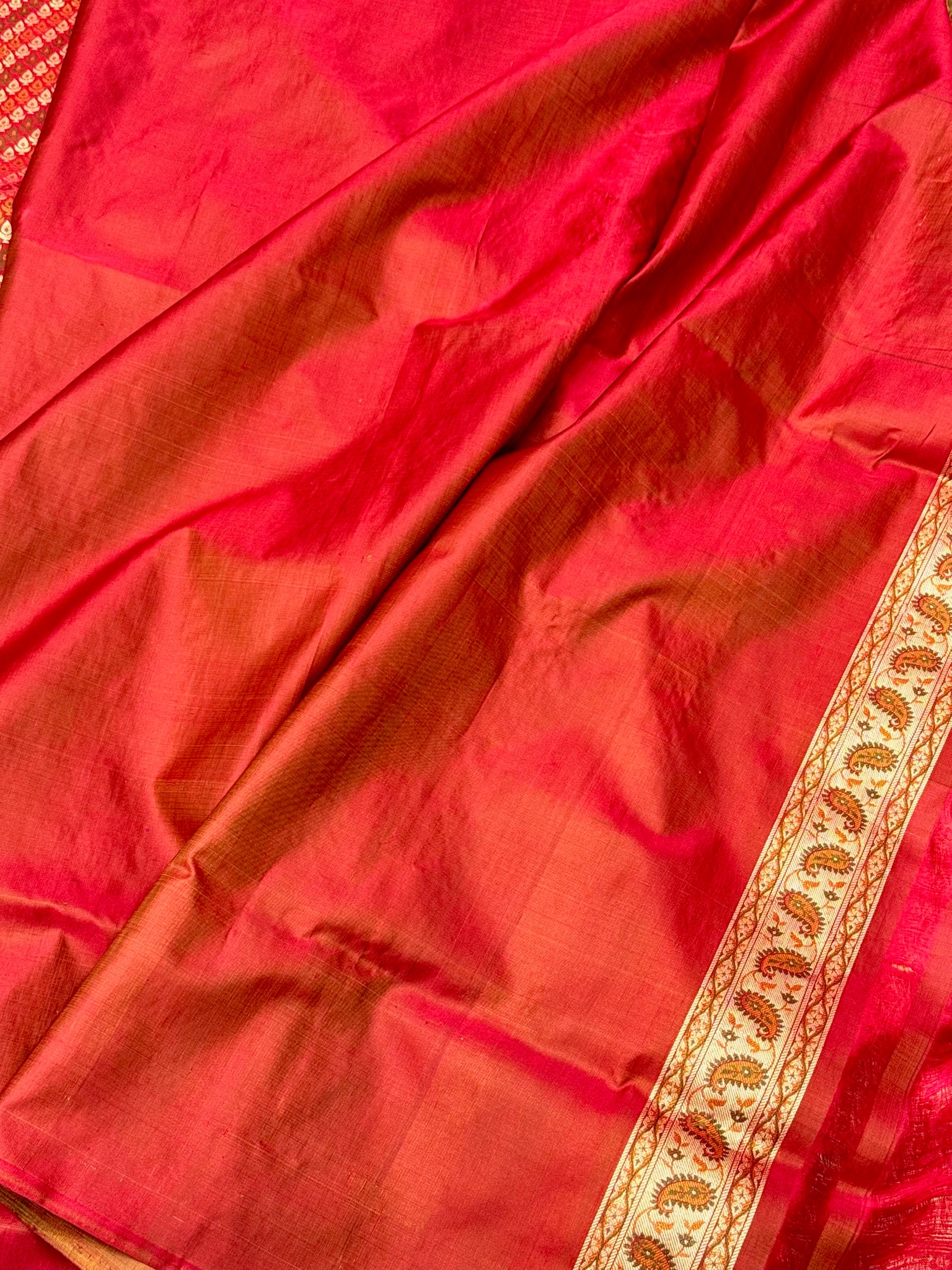 Red Pure Satin Silk Handwoven Banarasi Saree |Tanchoi|