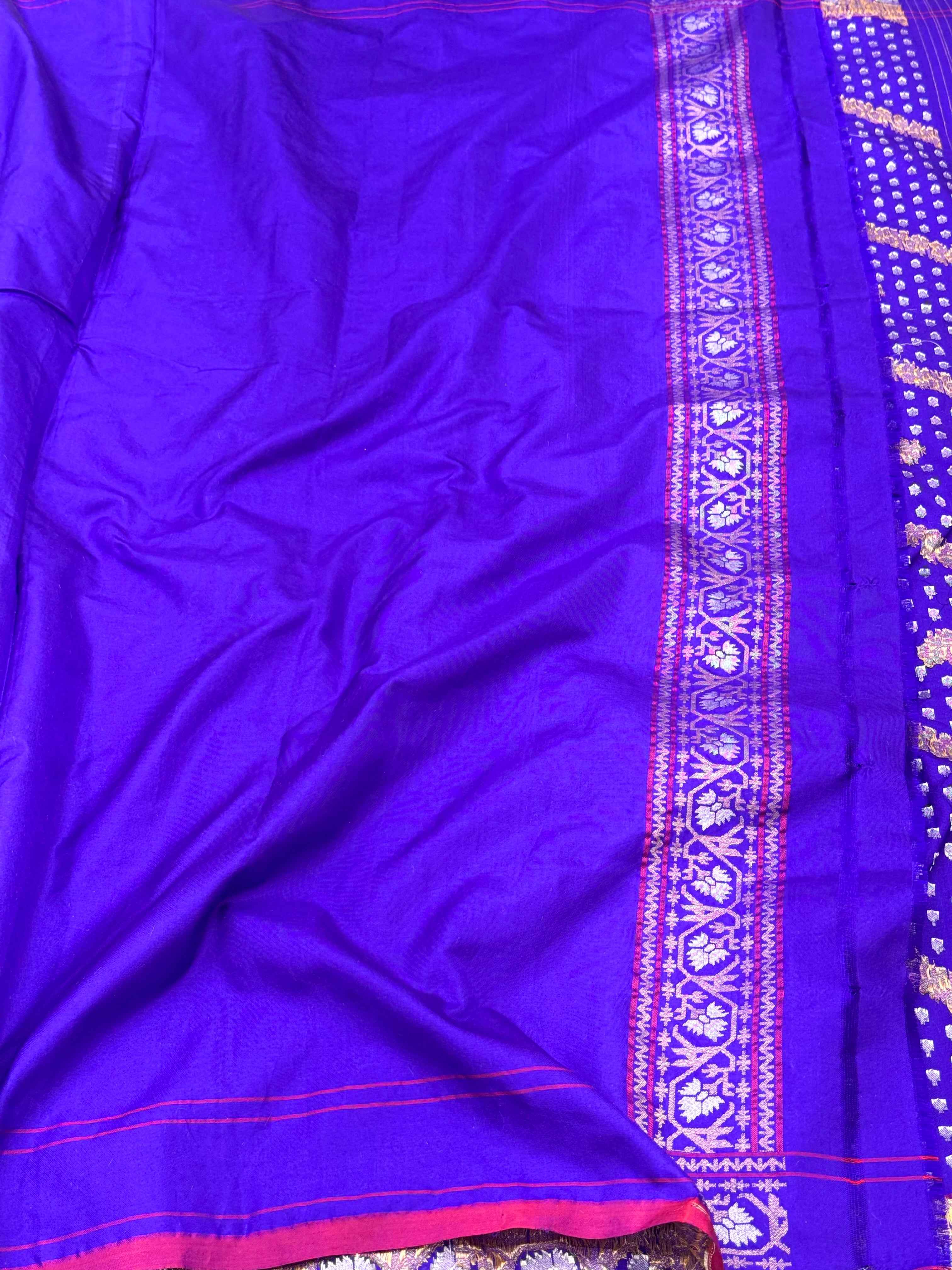 Blue Pure Double Katan Silk Handloom Banarasi Saree |Ektara Weave|