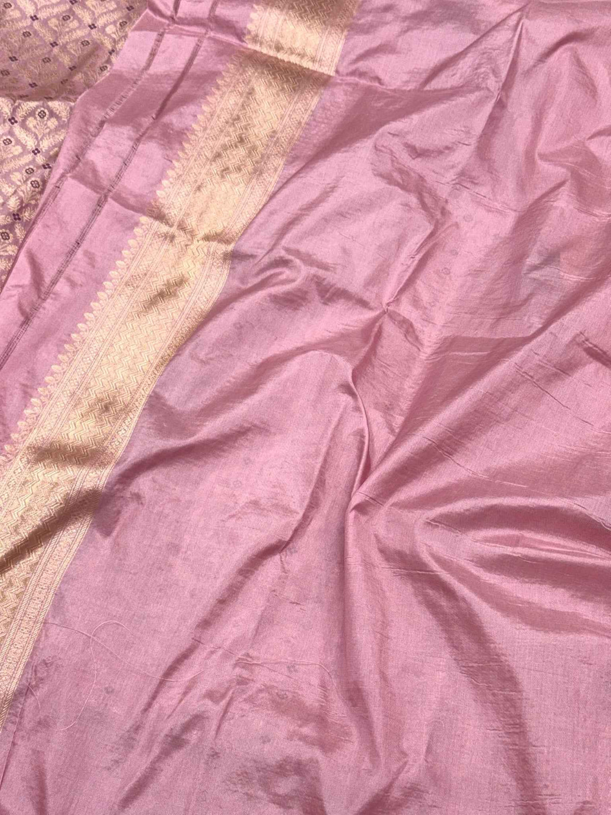 Mauve Pink Katan Silk Vintage Handloom Banarasi Brocade Saree