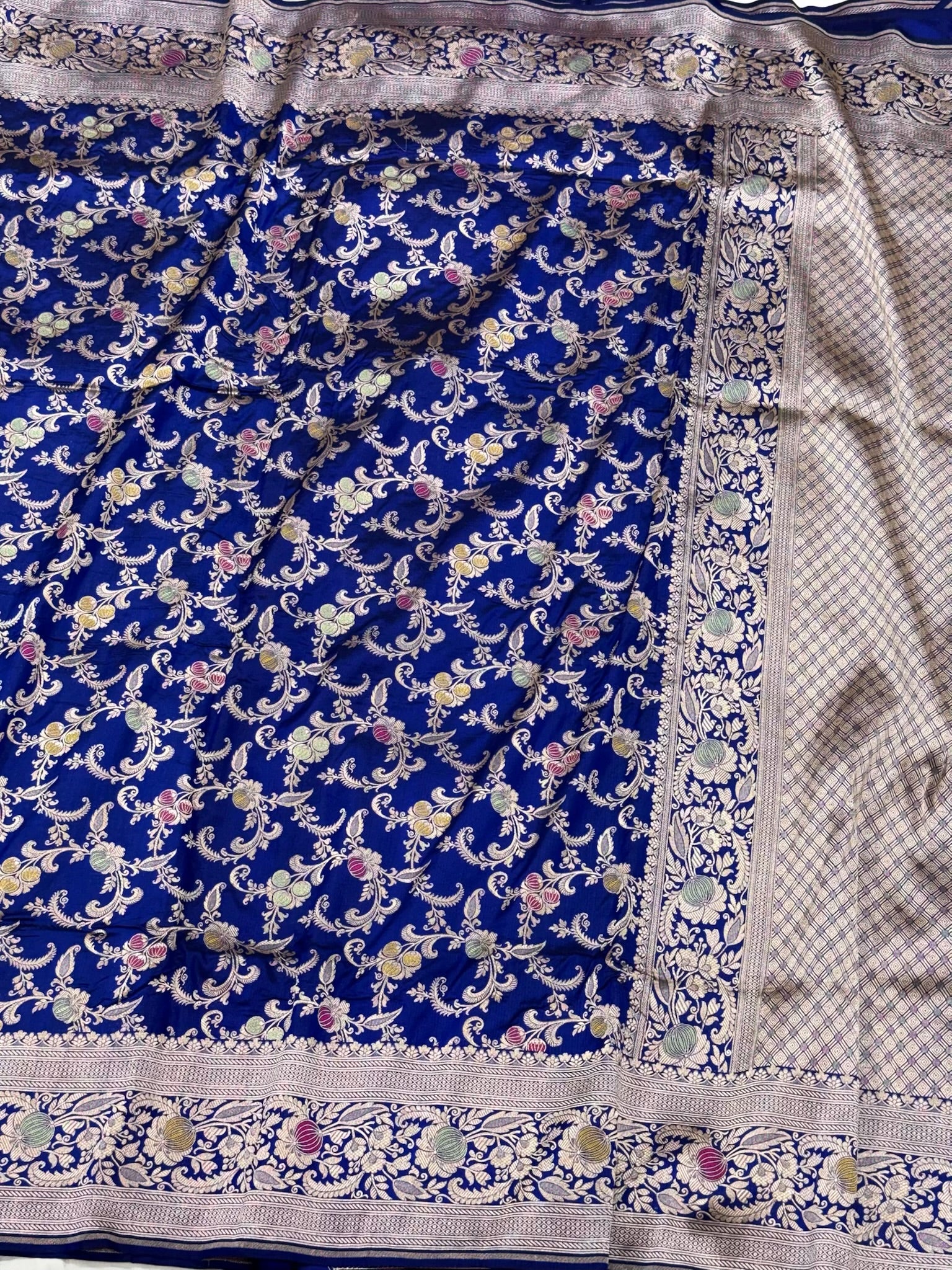 Blue Pure Katan Silk Meenakari - Pure Mulberry Silk Handloom Banarasi Saree
