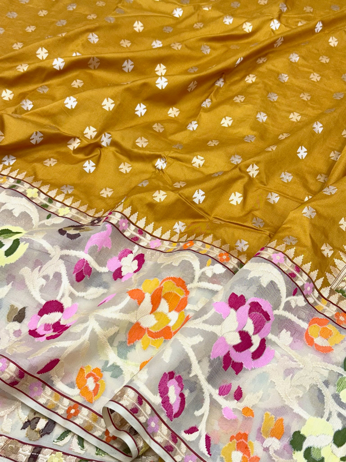 Mustard Yellow Pure Katan Mulberry Silk Authentic Banarasi Handwoven Saree - Crafted To Captivate