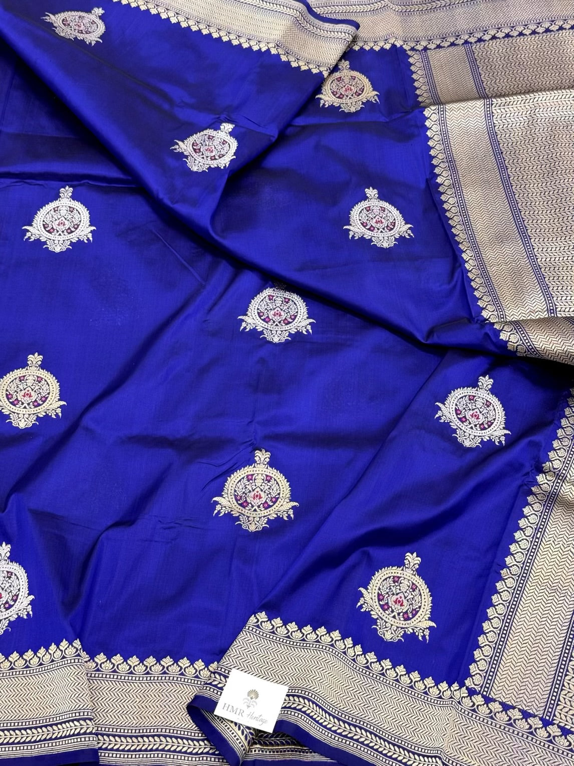 Royal Blue Pure Mulberry Katan Silk Handwoven Banarasi Saree