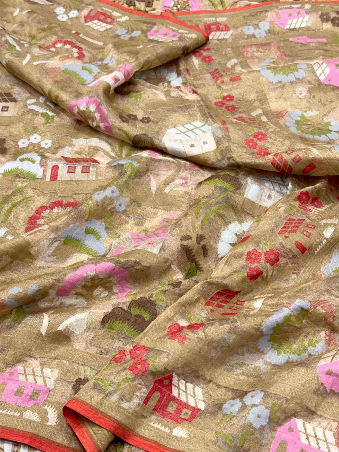 Molten Gold Pure Tissue Saree | Ektara Weave - Soft Drape & Lightweight | 100% Pure Banarasi Tissue Saree