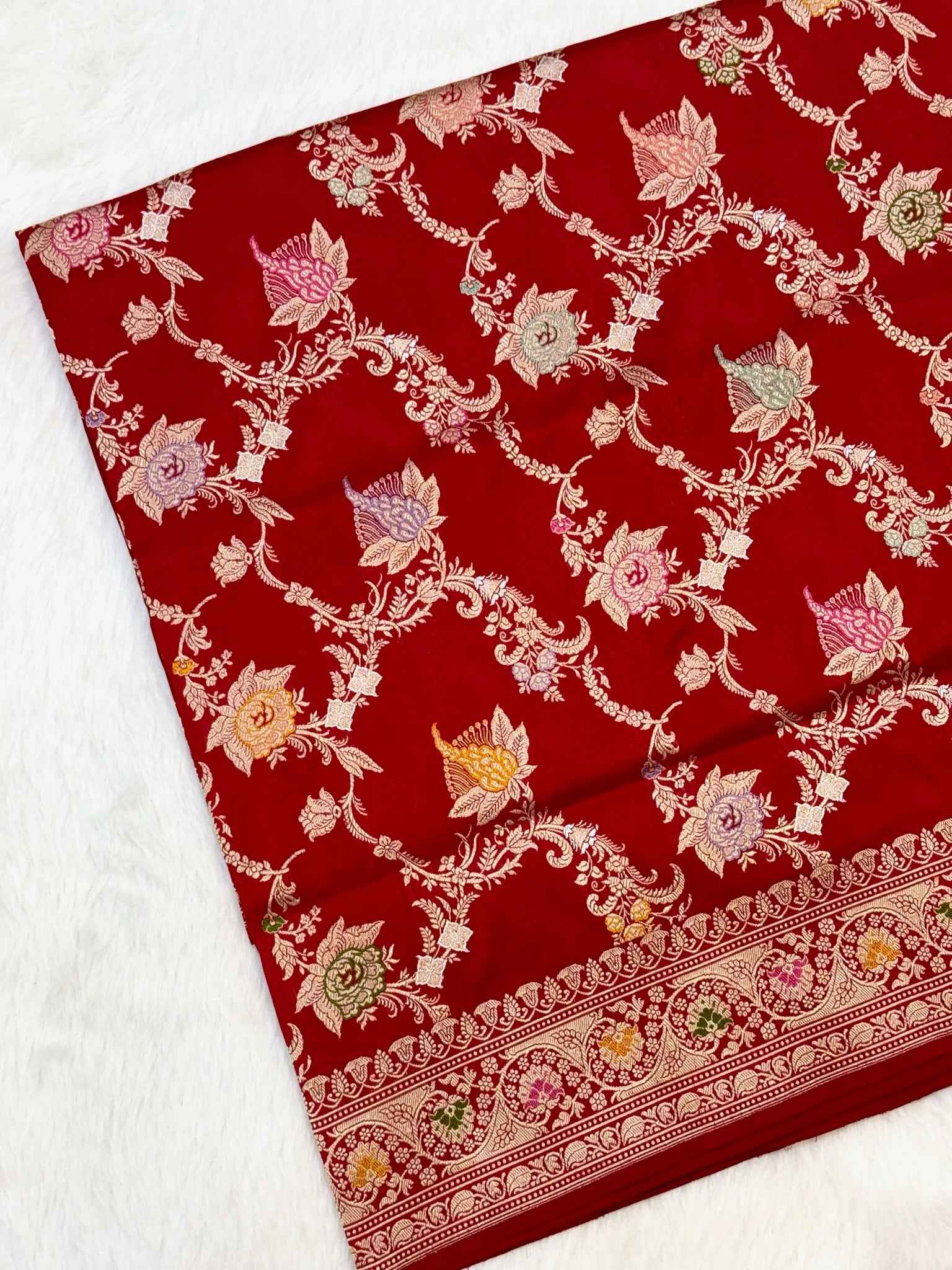 Red Katan Silk Pure Handwoven Saree