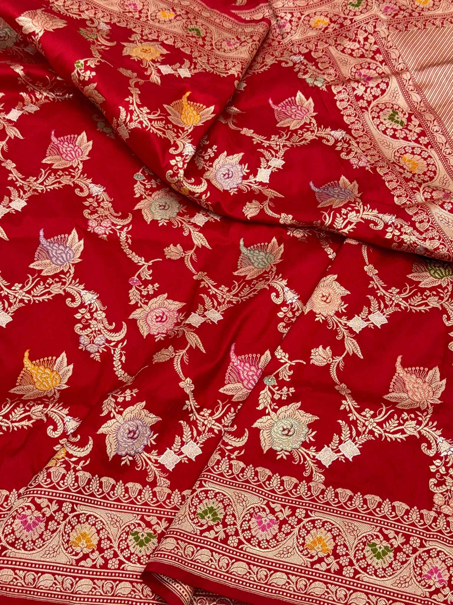 Red Katan Silk Pure Handwoven Saree