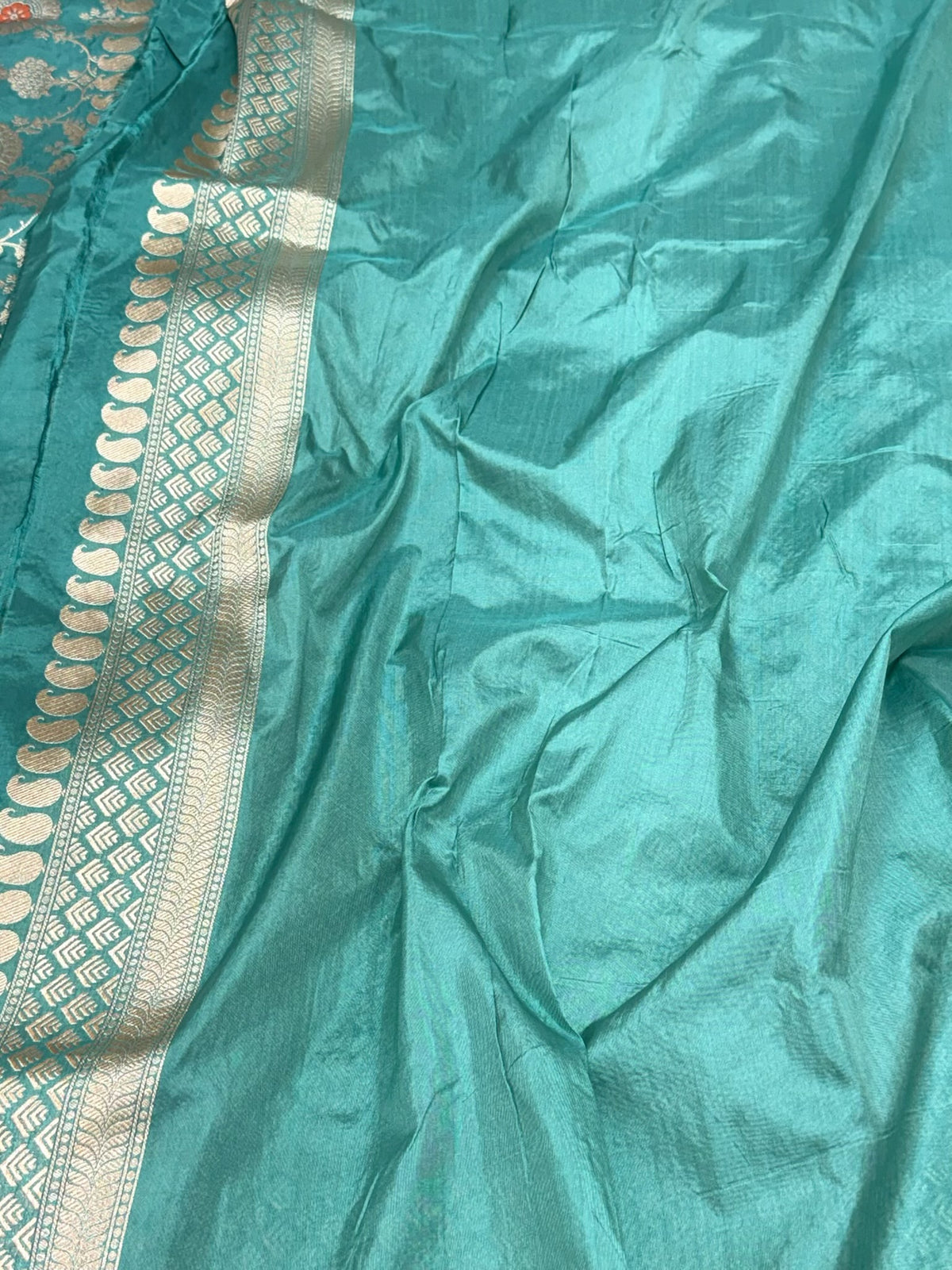 Sea Green Handloom Banarasi Saree | Pure Mulberry Katan Silk Banarasi Saree