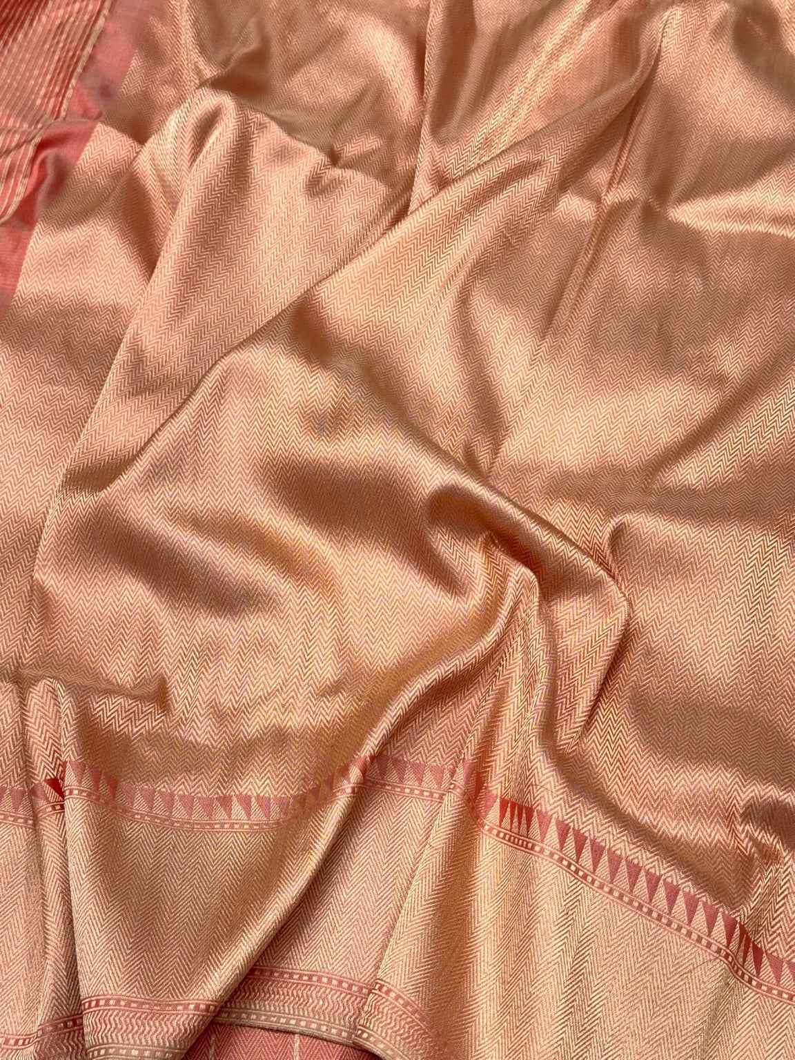 Ivory Pure Mulberry Katan Silk Handwoven Banarasi Saree | Rangkaat + Kadhwa Weave Luxury Banarasi Saree