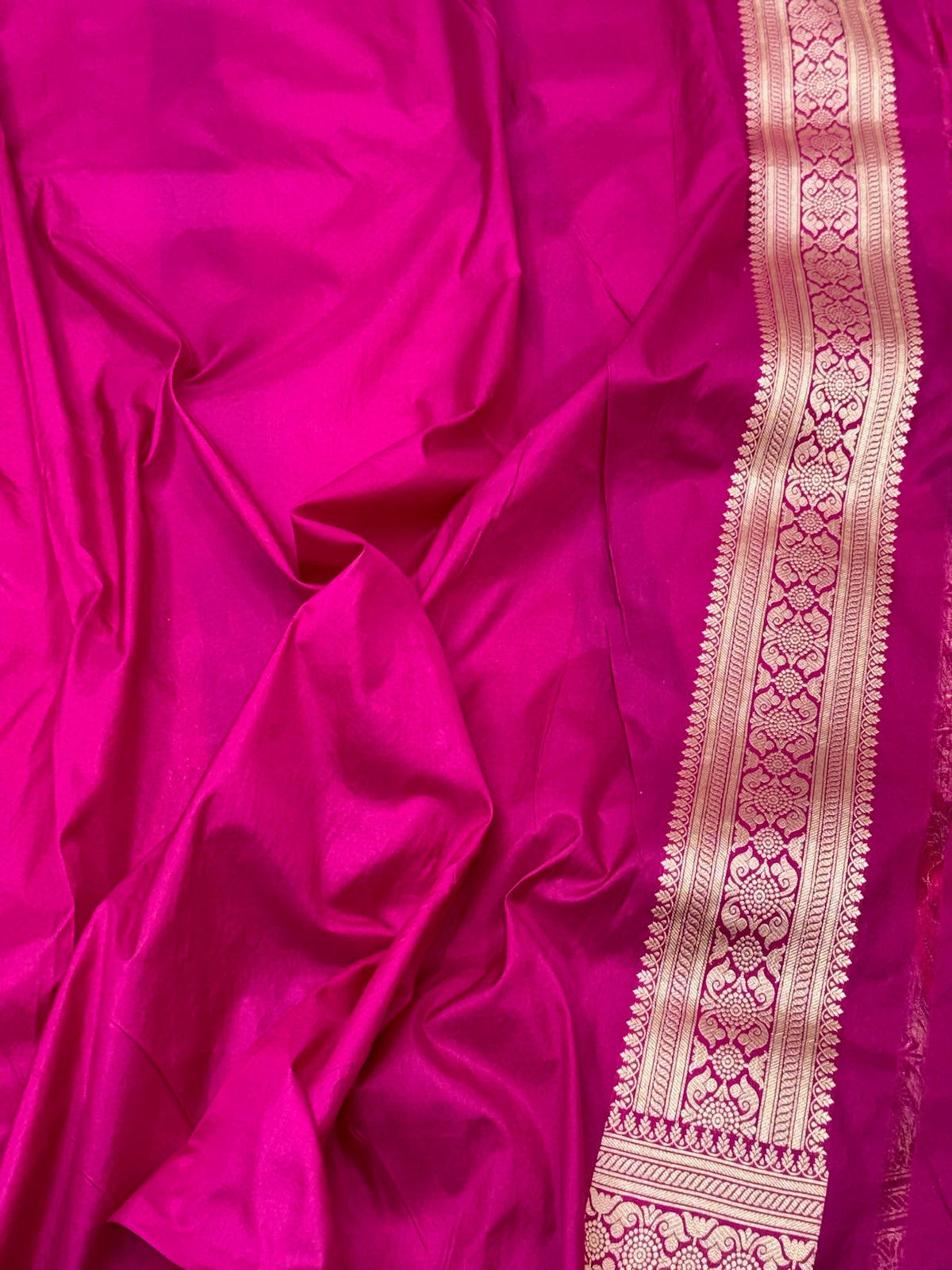 Rani Pink Pure Katan Mulberry Silk Handloom Banarasi Meenakari Saree - Modern Jaal