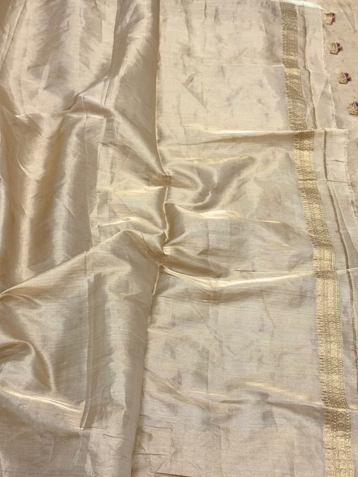 Beige Pure Tissue Saree | Pure Katan Tissue Silk Handloom Banarasi Saree