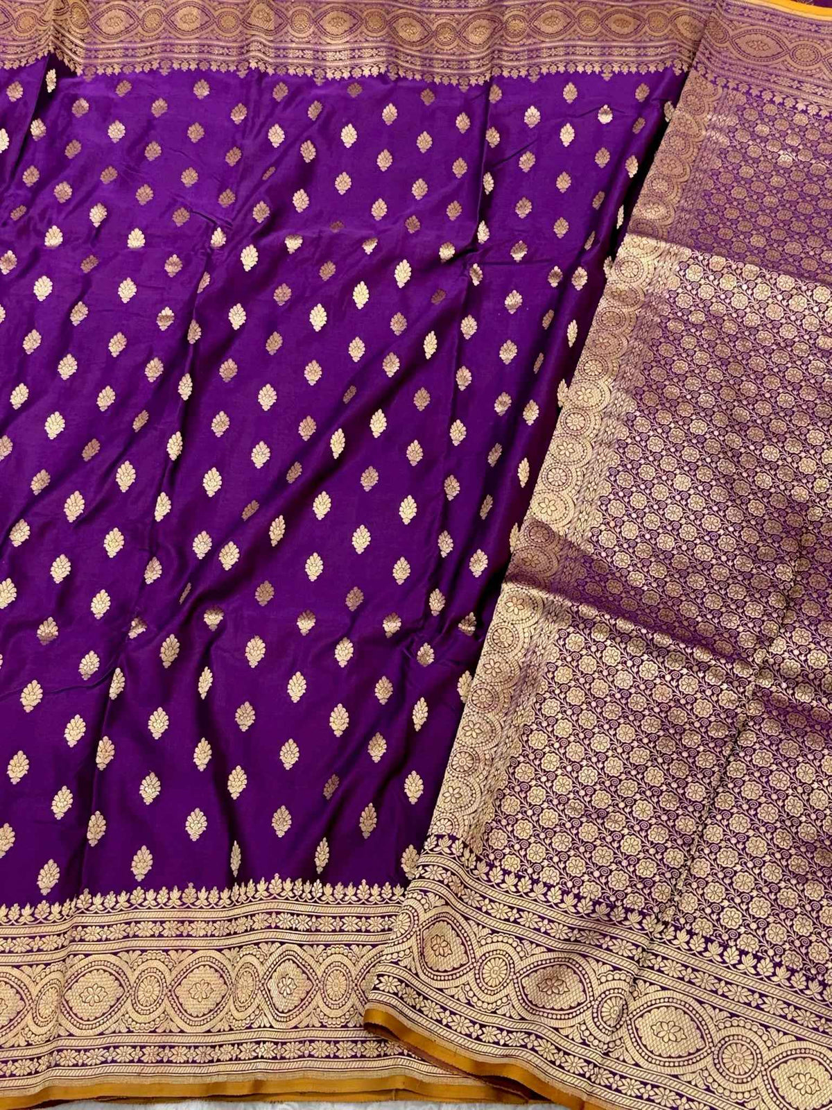 Purple Handloom Authentic Banarasi Saree - Pure Mulberry Katan Silk Banarasi Saree