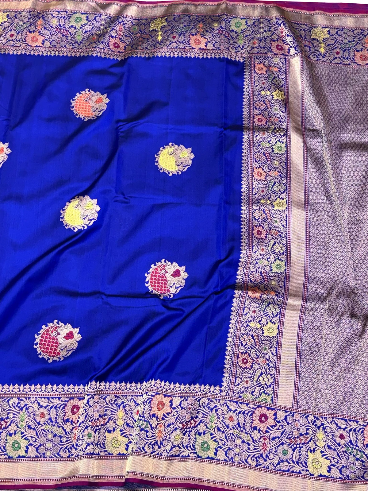 Royal Blue Pure Mulberry Katan Silk | Kadhwa Ektara Weave | Handwoven Banarasi Saree - Six Yards of Pure Elegance