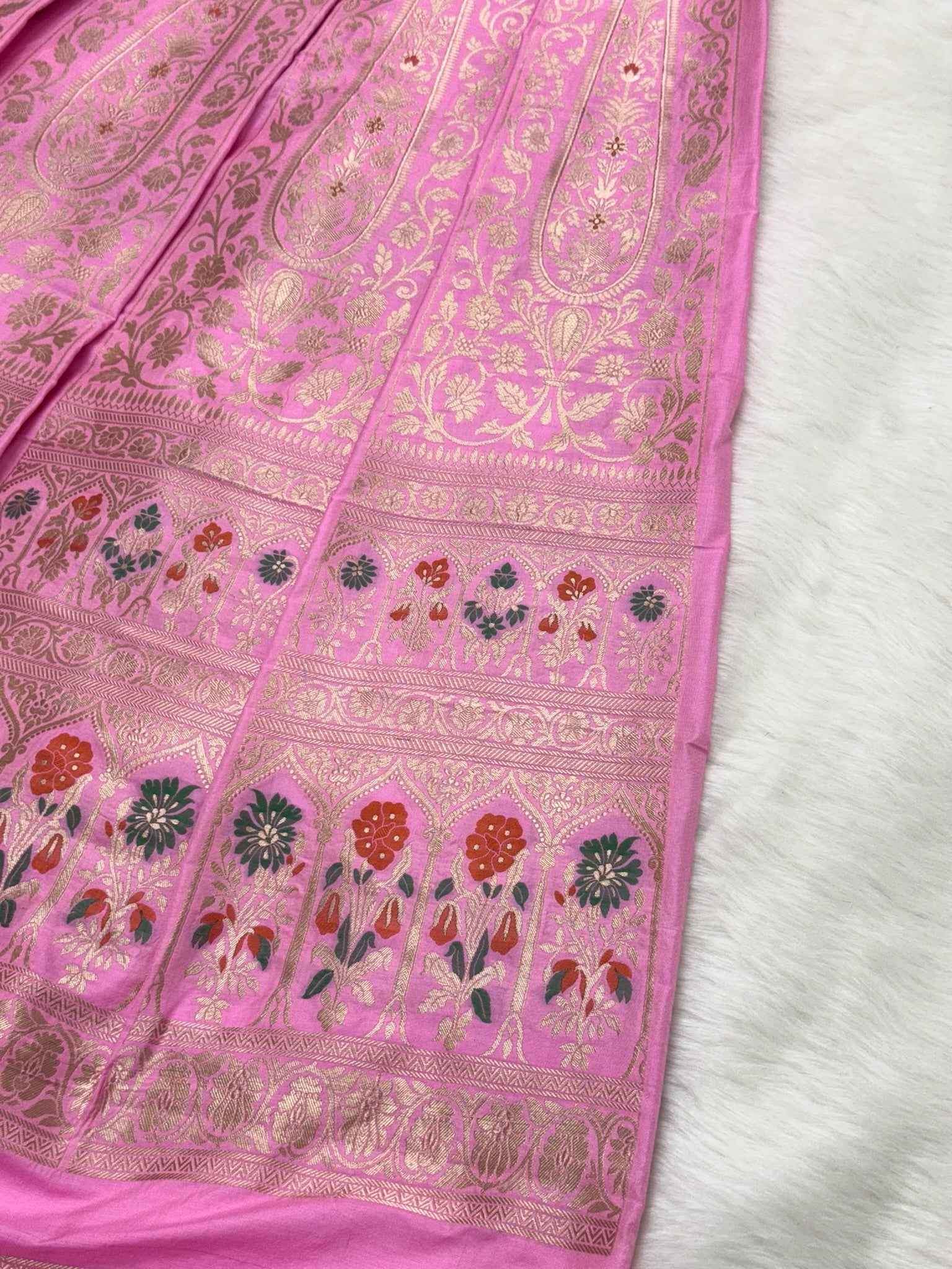 Pink Katan Silk Pure Handwoven Lahenga