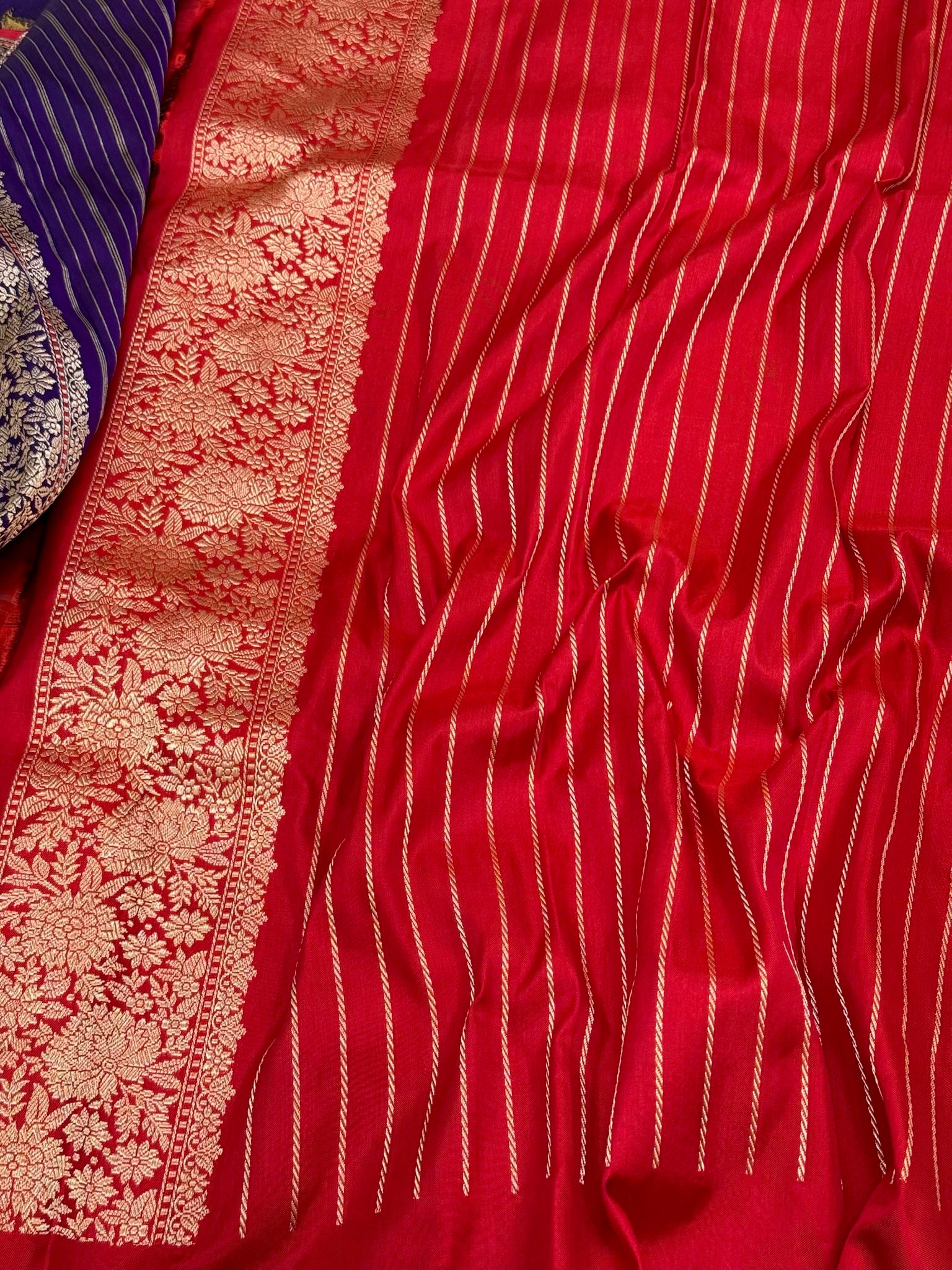 Purple Pure Double Katan Silk Handwoven Banarasi Saree | Kadhwa Technique Authentic Banarasi Saree