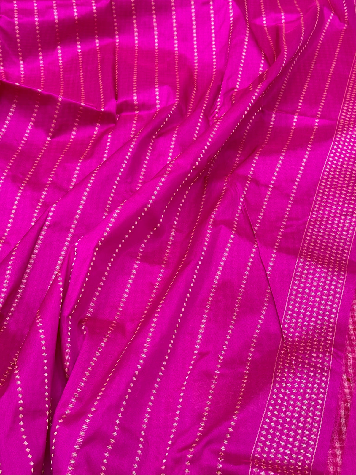 Magenta Pink Pure Katan Mulberry Silk Handwoven Banarasi Contemporary Saree | Kadhwa Weave | The Modern Royal