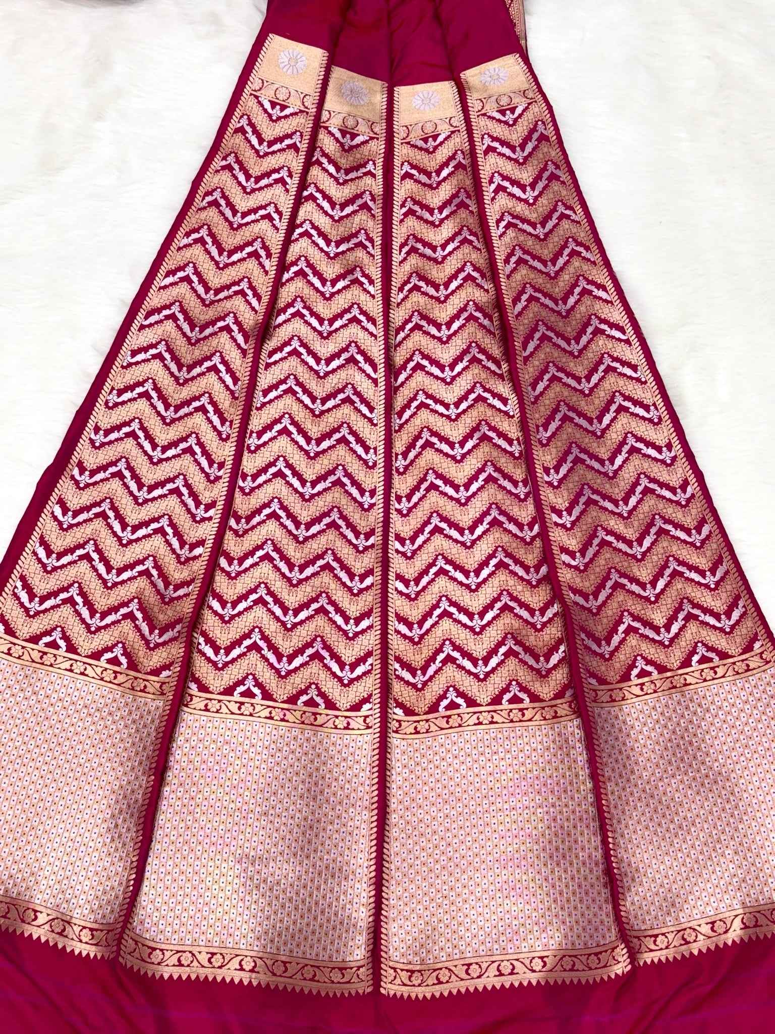 Rani Pink Katan Silk Pure Handwoven Lahenga