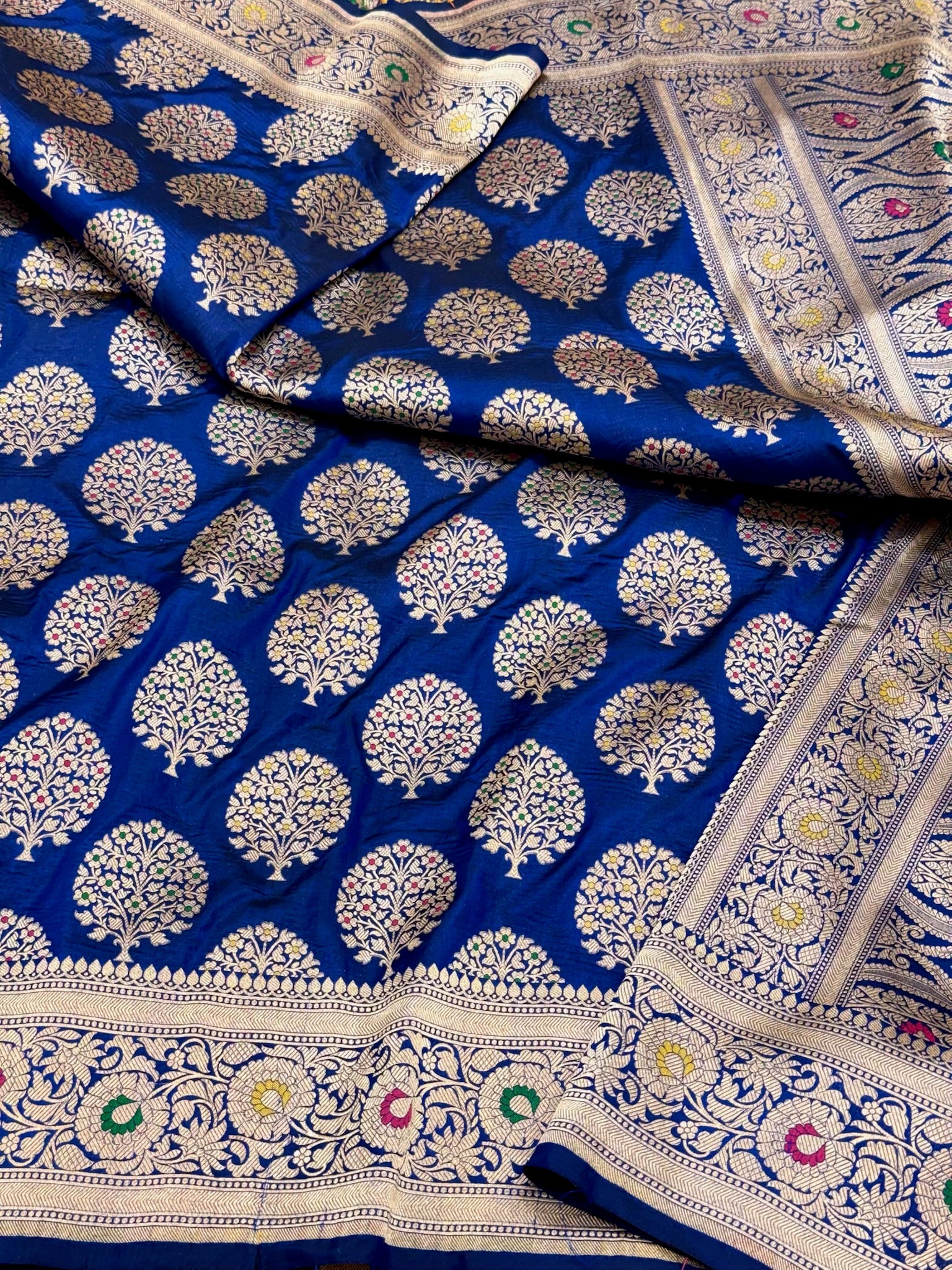 Blue Handloom Fine Banarasi Saree - Pure Mulberry Katan Silk Saree