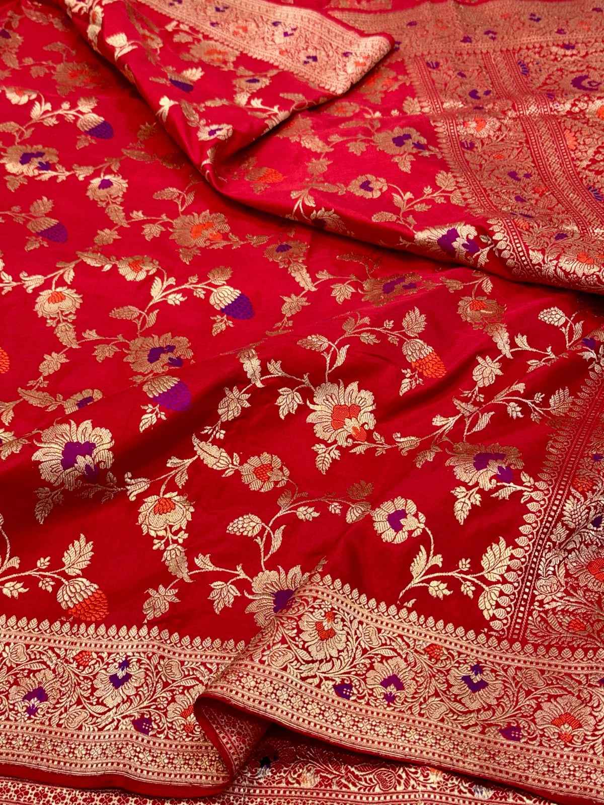 Rani Pink Pure Katan Silk Handwoven Banarasi Saree