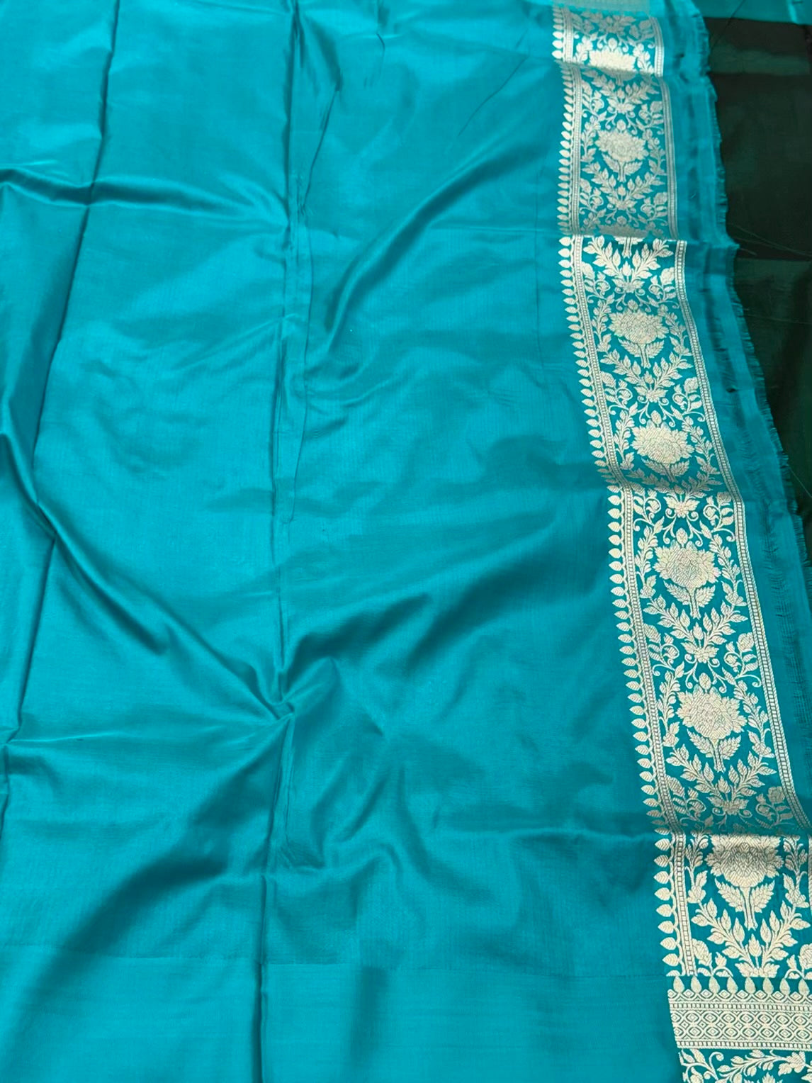 Dark Green/Teal Green Pure Katan Silk Saree - Pure Mulberry Silk Saree Handloom Banarasi Saree
