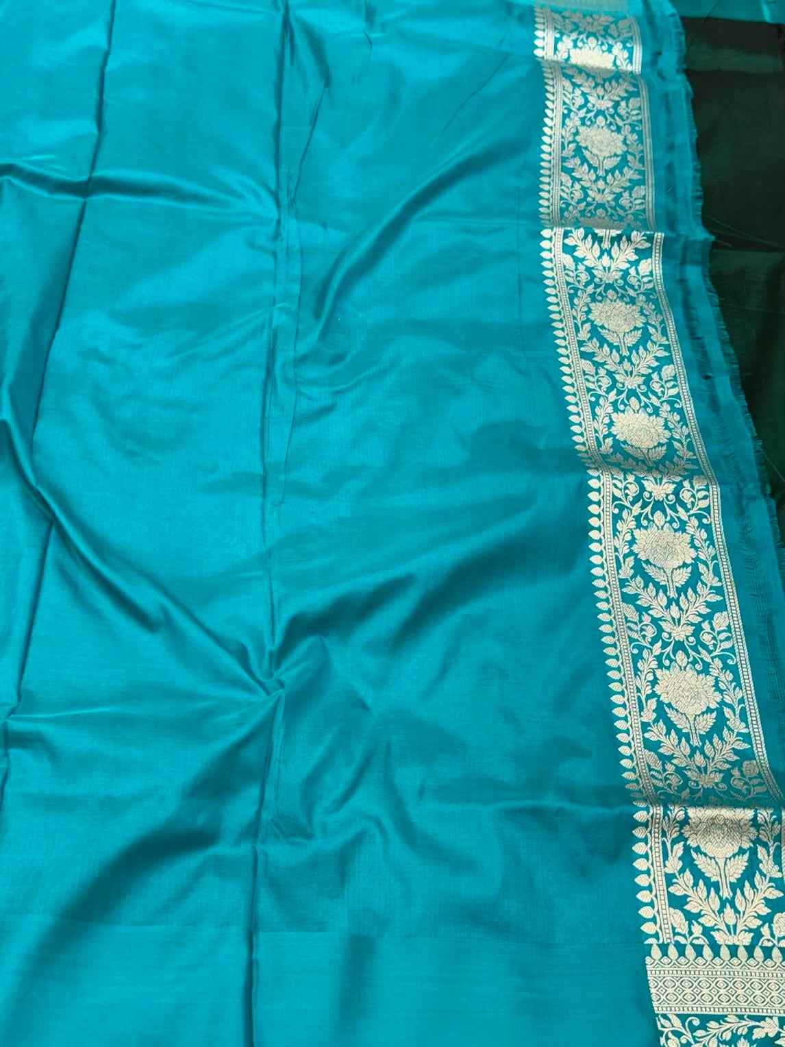 Dark Green/Teal Green Pure Katan Silk Saree - Pure Mulberry Silk Saree Handloom Banarasi Saree