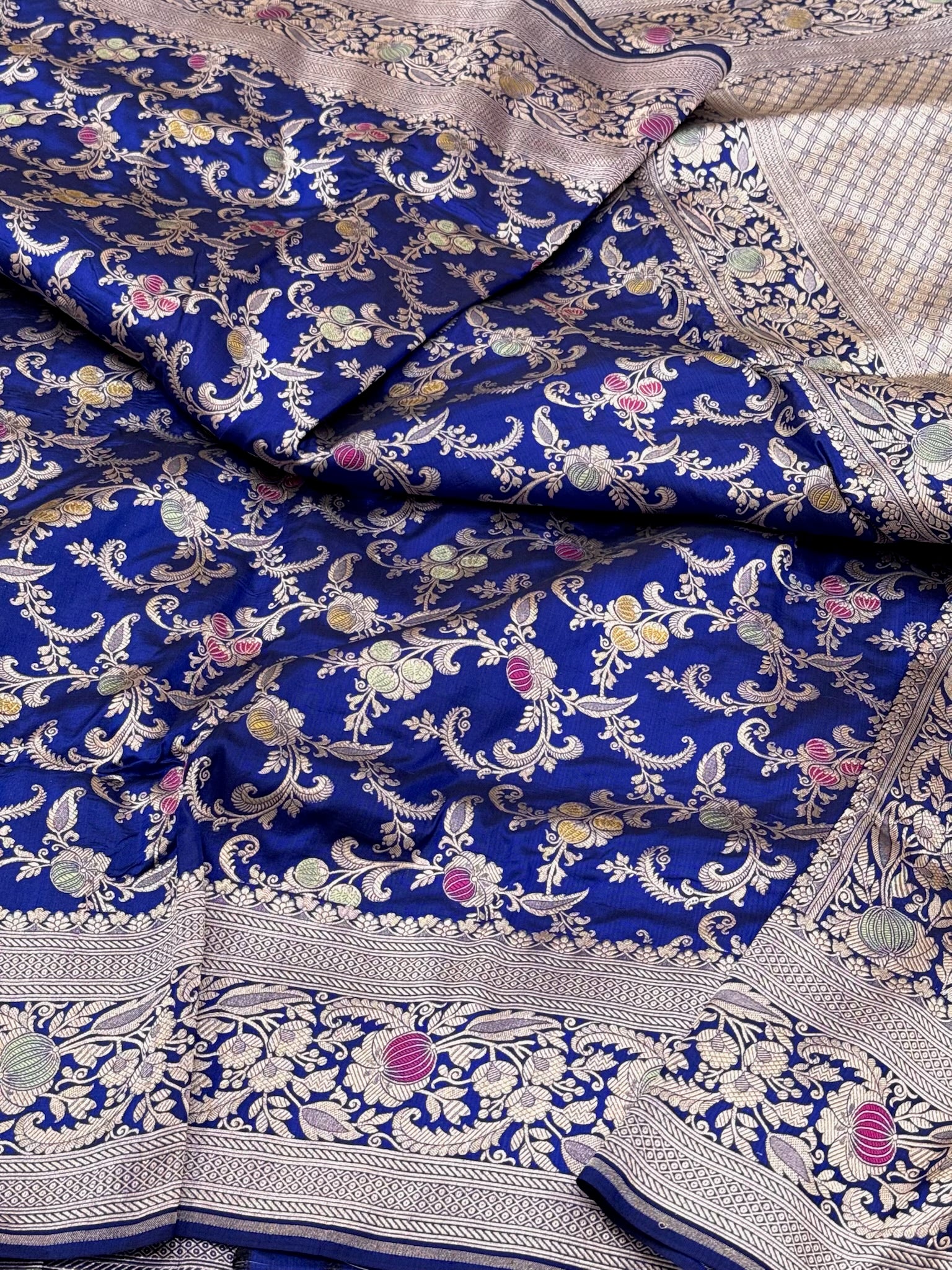 Blue Pure Katan Silk Meenakari - Pure Mulberry Silk Handloom Banarasi Saree