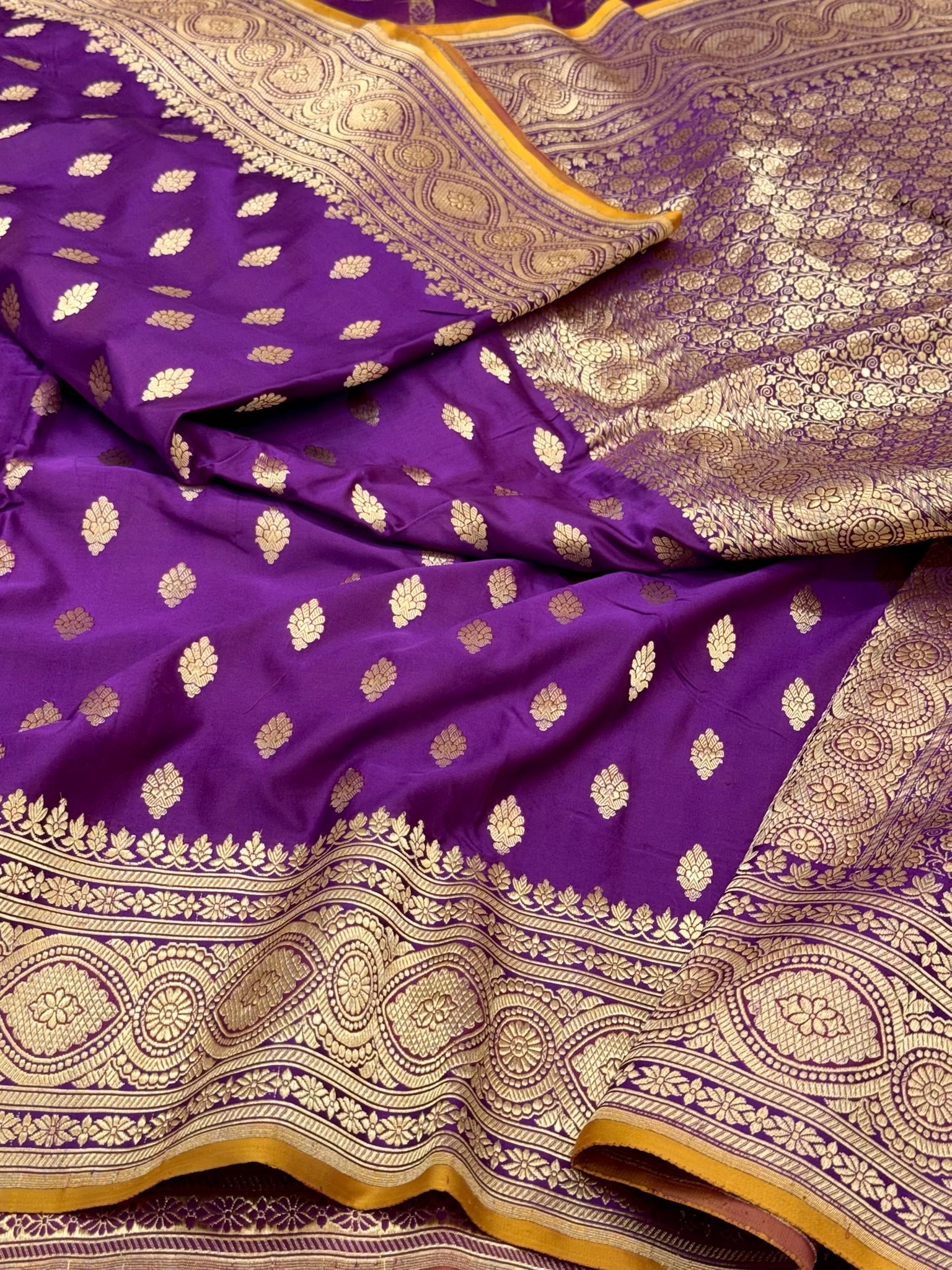 Purple Handloom Authentic Banarasi Saree - Pure Mulberry Katan Silk Banarasi Saree