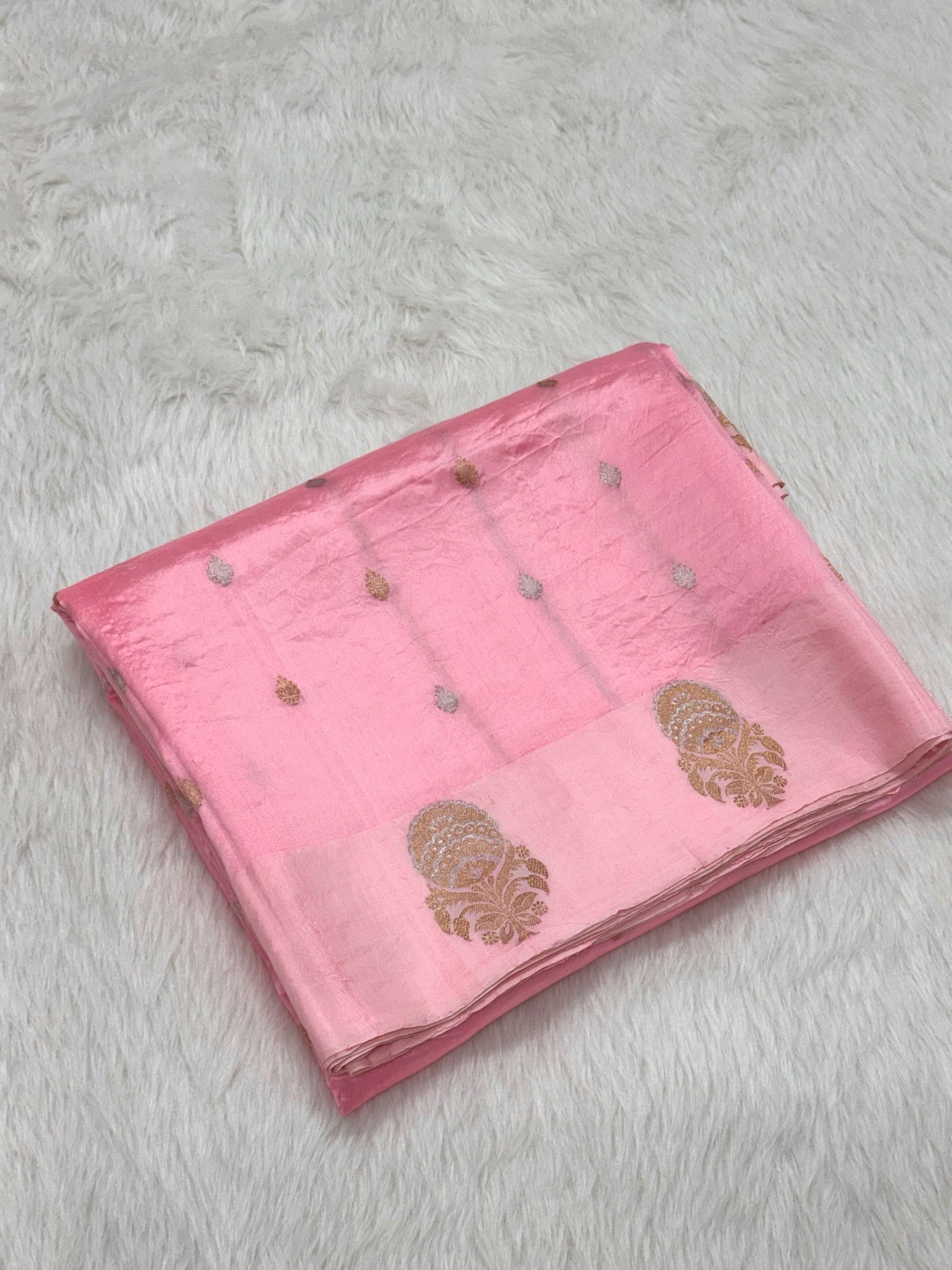 Pink Pure Raw Mango Silk Handwoven Banarasi Saree