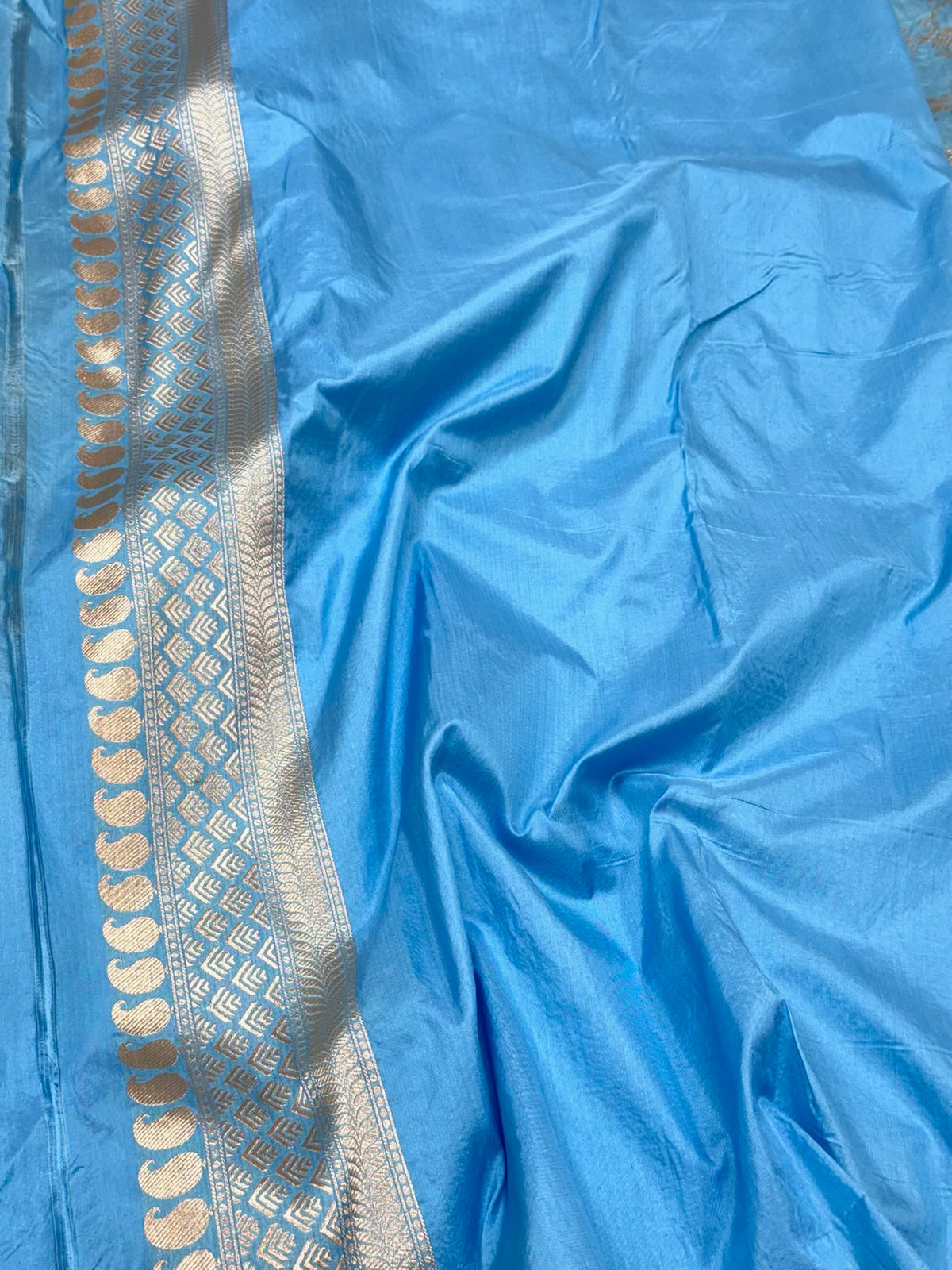 Sky Blue Handloom Banarasi Saree | Pure Mulberry Katan Silk Saree