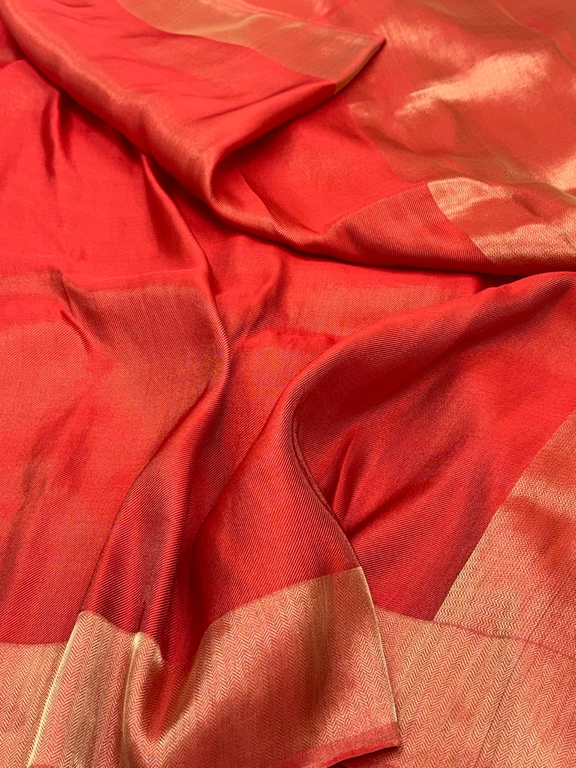Red Pure Silk Handwoven Double Silk Tissue Contemporary Banarasi Saree