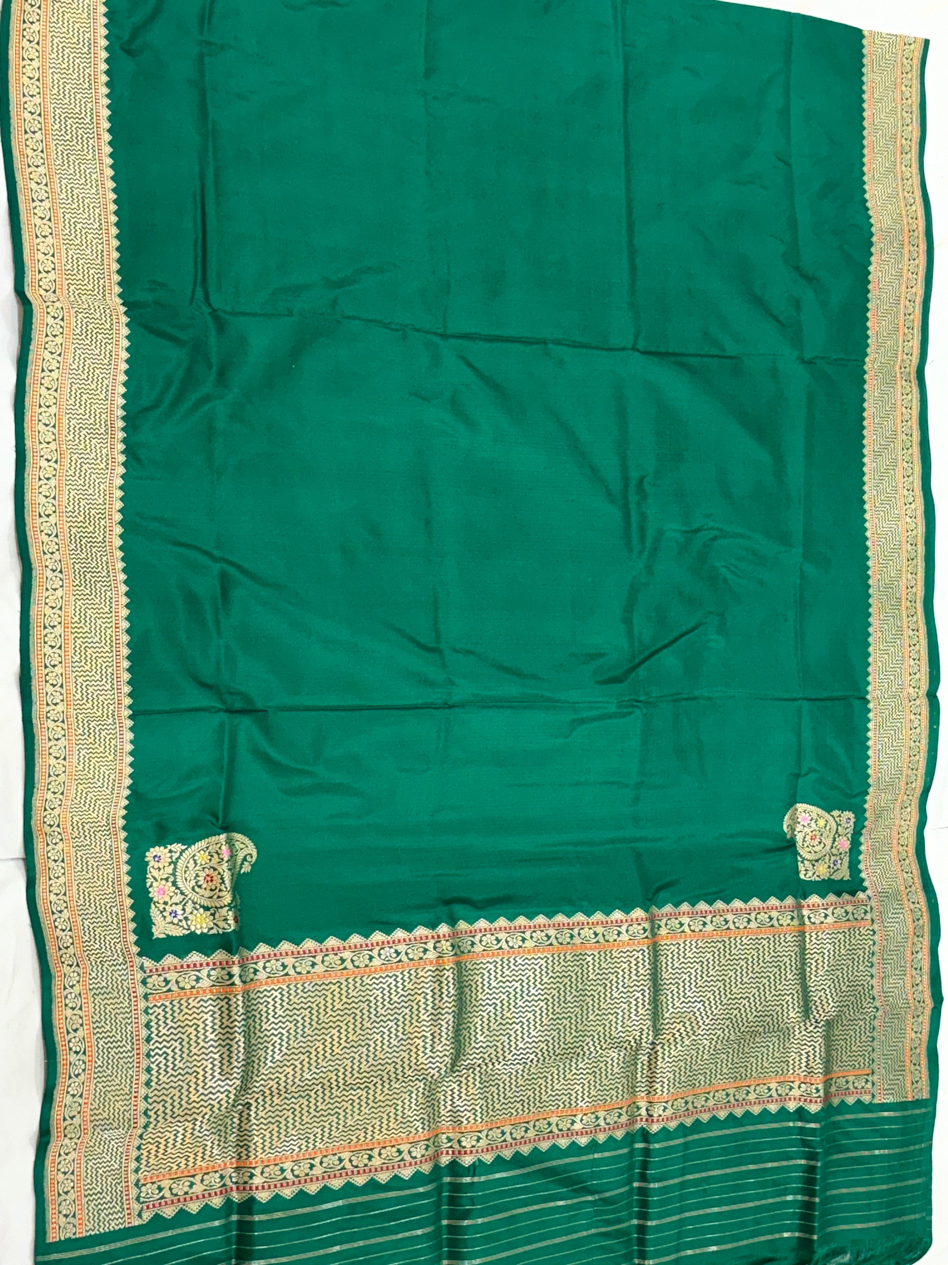 Green Pure Katan Silk Handwoven Banarasi Dupatta |Kadhuwa|