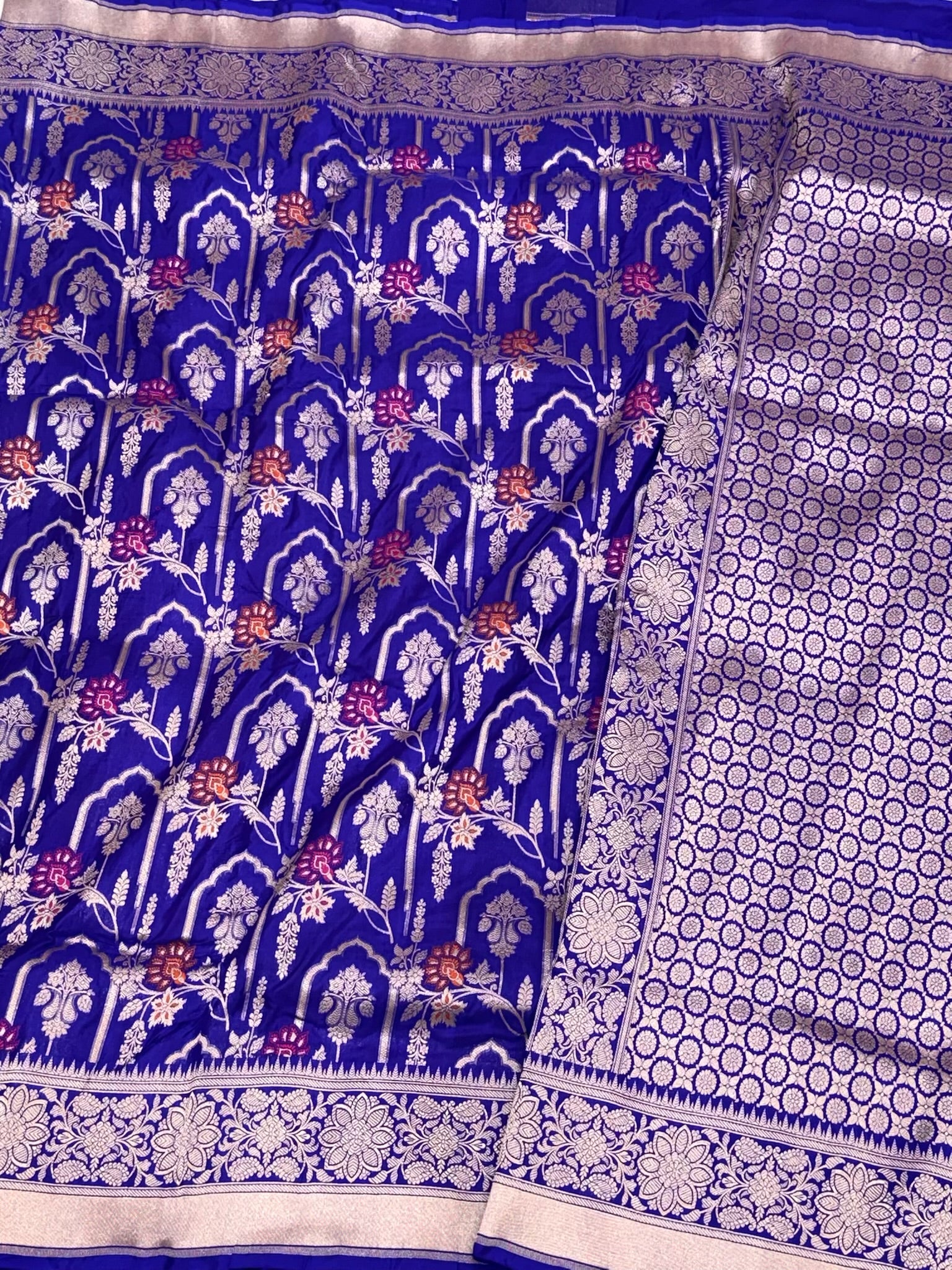 Blue Banarasi Handloom Saree | Pure Katan Mulberry Silk Meenakari Saree