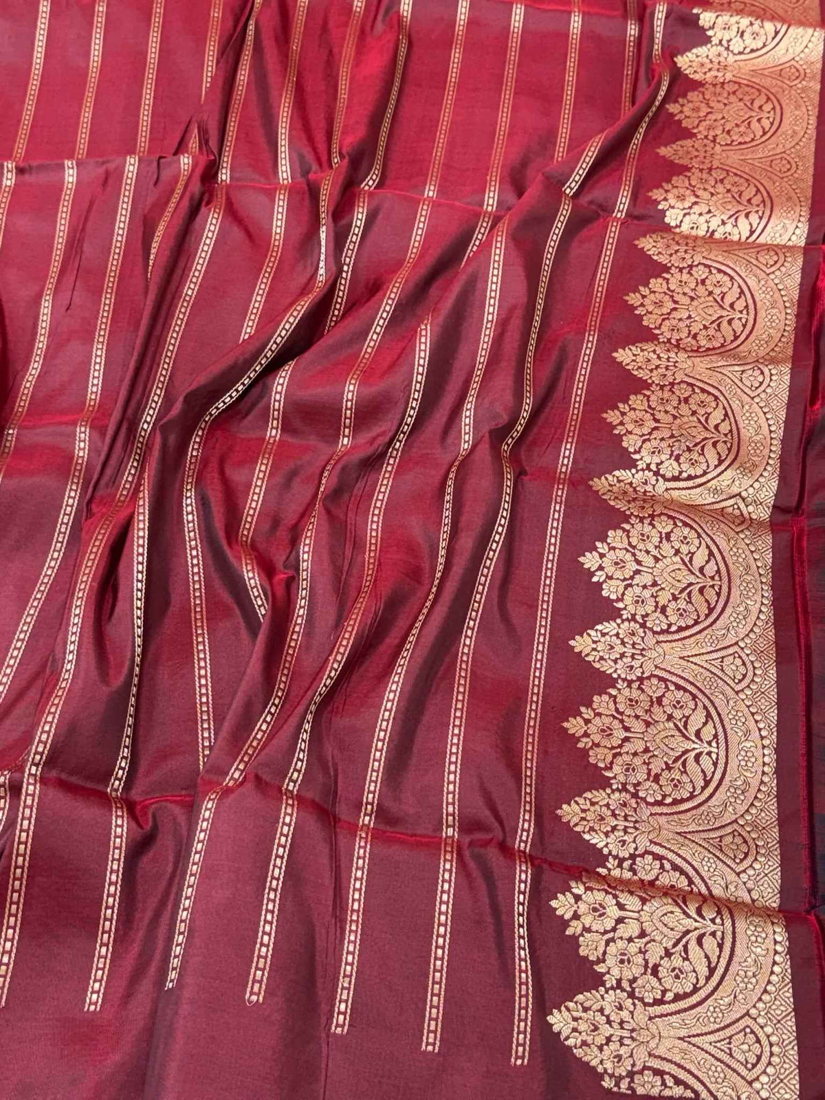 Dark Blue Pure Mulberry Katan Silk Handwoven Banarasi Saree