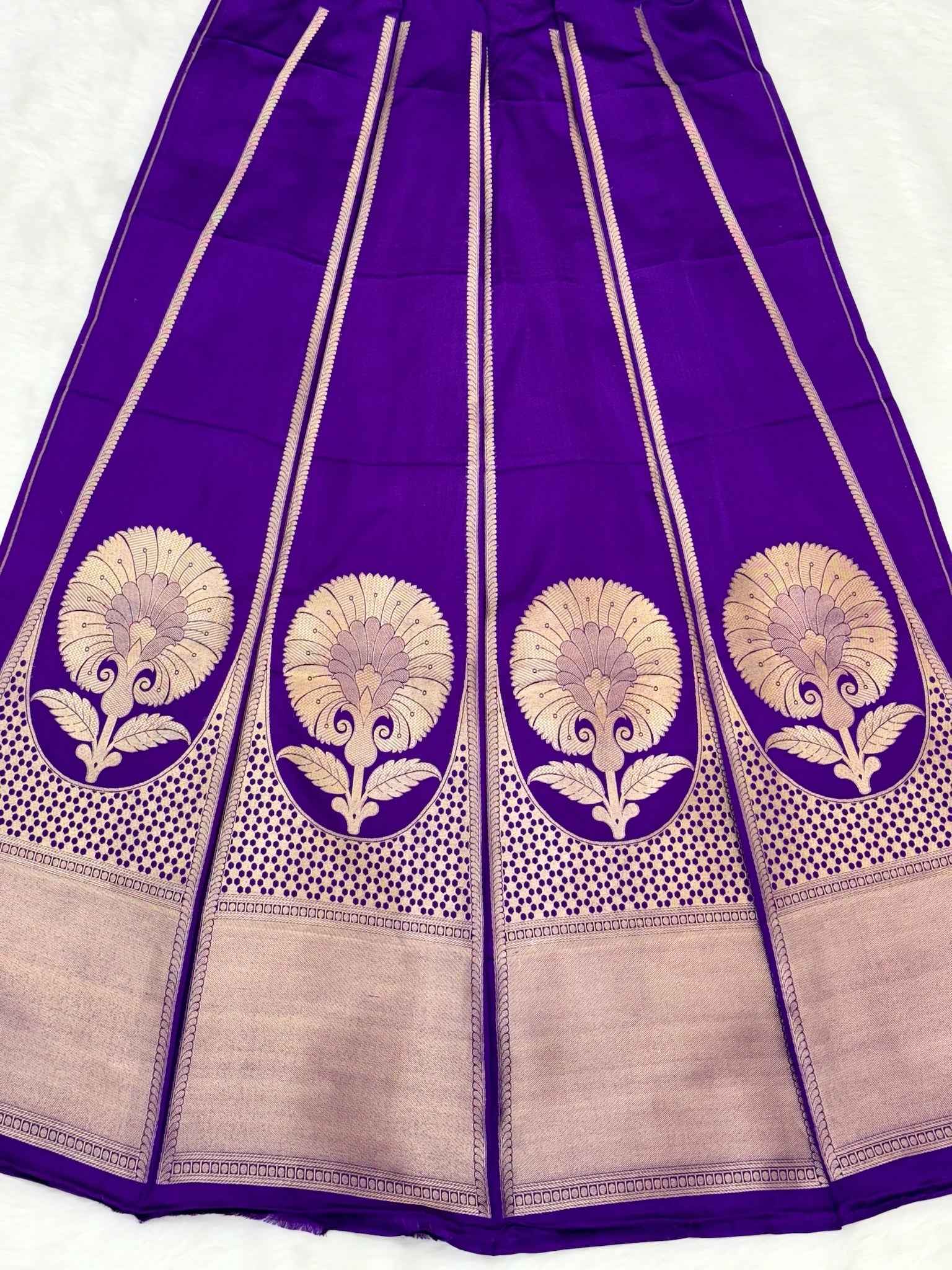 Purple Satin Silk Pure Handwoven Lahenga