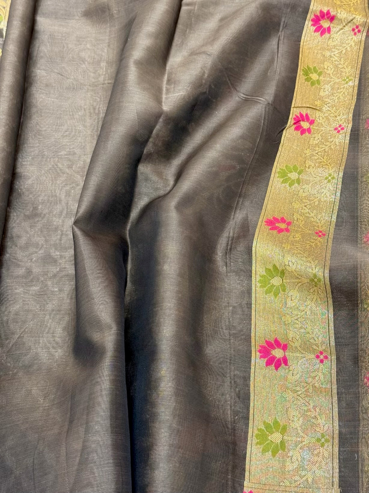 Black Pure Mulberry Kora Silk | Ektara Technique | Handloom Banarasi Contemporary Jamdani Saree