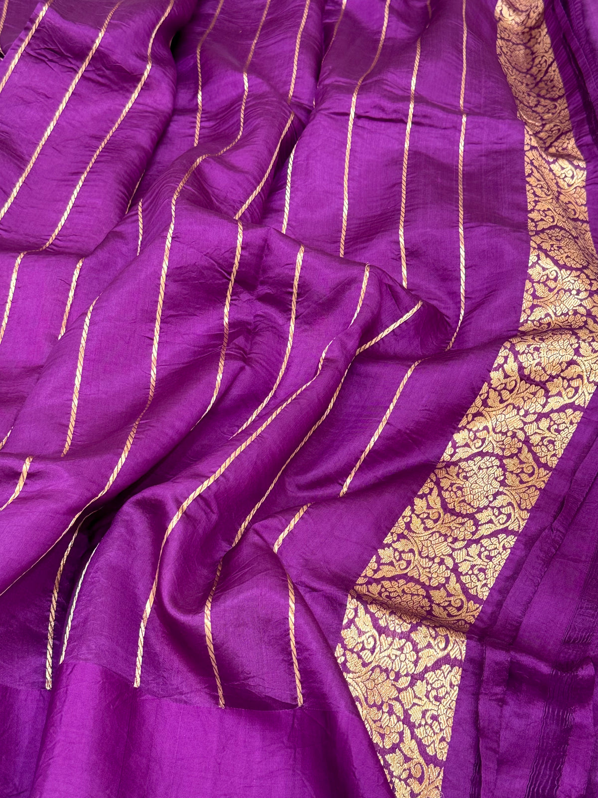 Purple Banarasi Handwoven | Kadhwa Technique | Pure Raw Mango Silk Saree