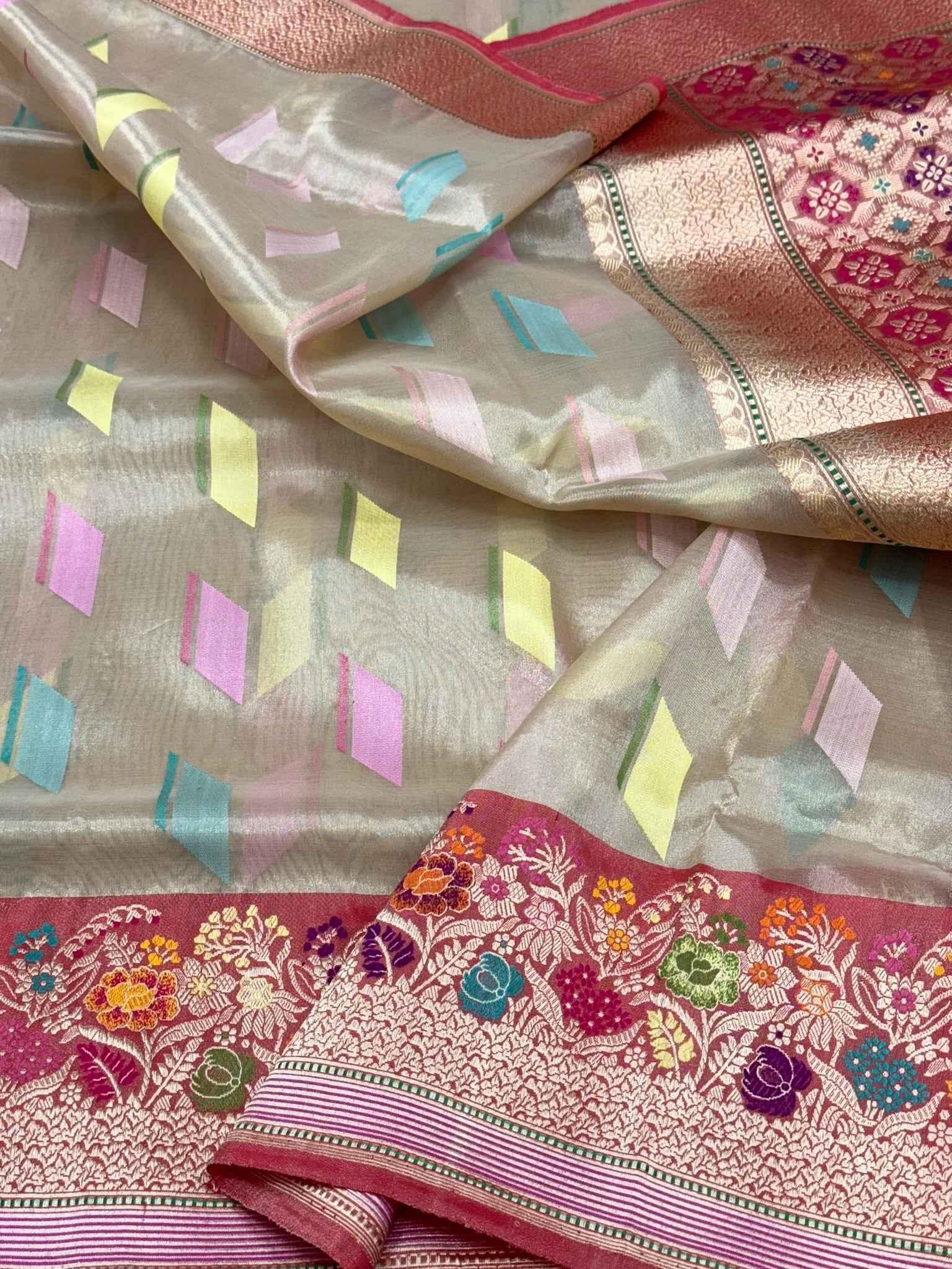 Ivory Kora Tissue Handwoven Saree