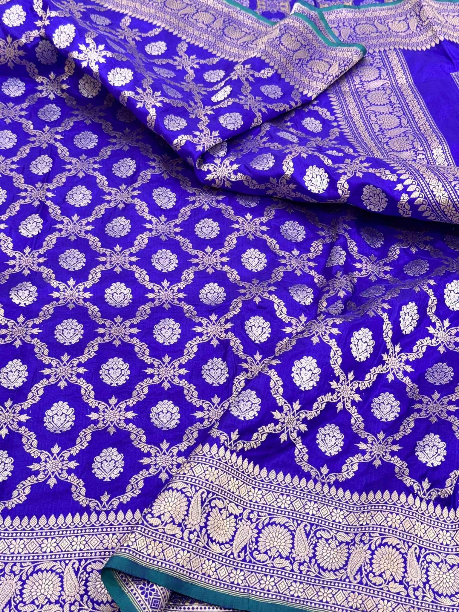 Blue Vintage Handwoven Pure Katan Silk Saree