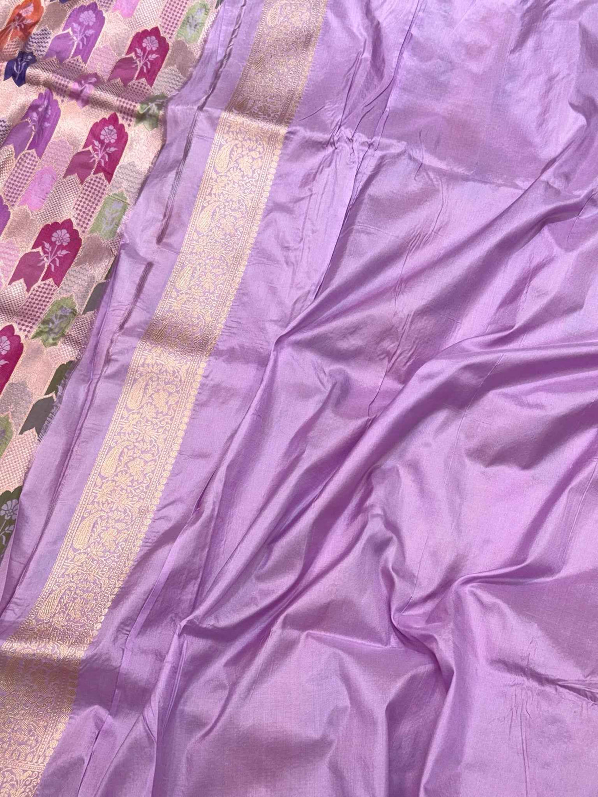 Lilac Pink Handloom Banarasi Saree | Pure Katan Mulberry Silk Banarasi Rangkaat Saree - The New Classic
