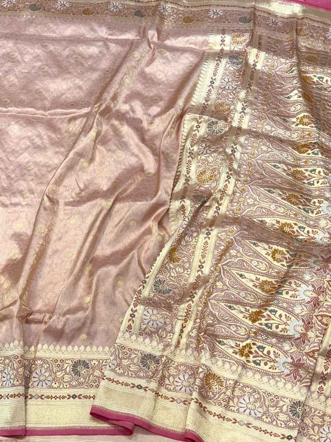 Mauve Pink Handwoven Pure Mulberry Katan Silk | Kadhwa Weave | Banarasi Silk Saree | Modern Skirt Design