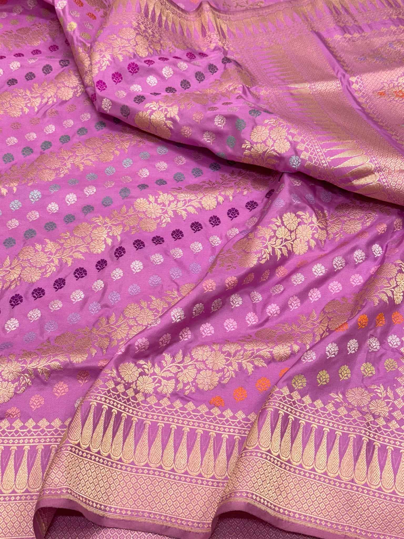 Sky Blue Pure Katan Silk Banarasi Handwoven Saree