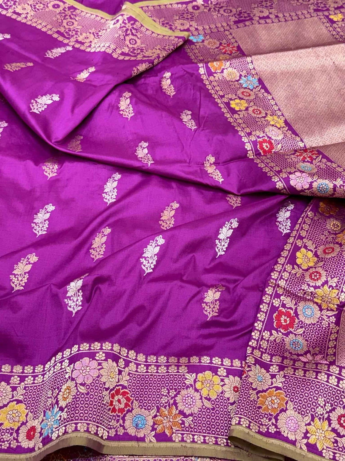 Purple Banarasi Handwoven | Kadhwa Technique | Pure Mulberry Katan Silk Saree