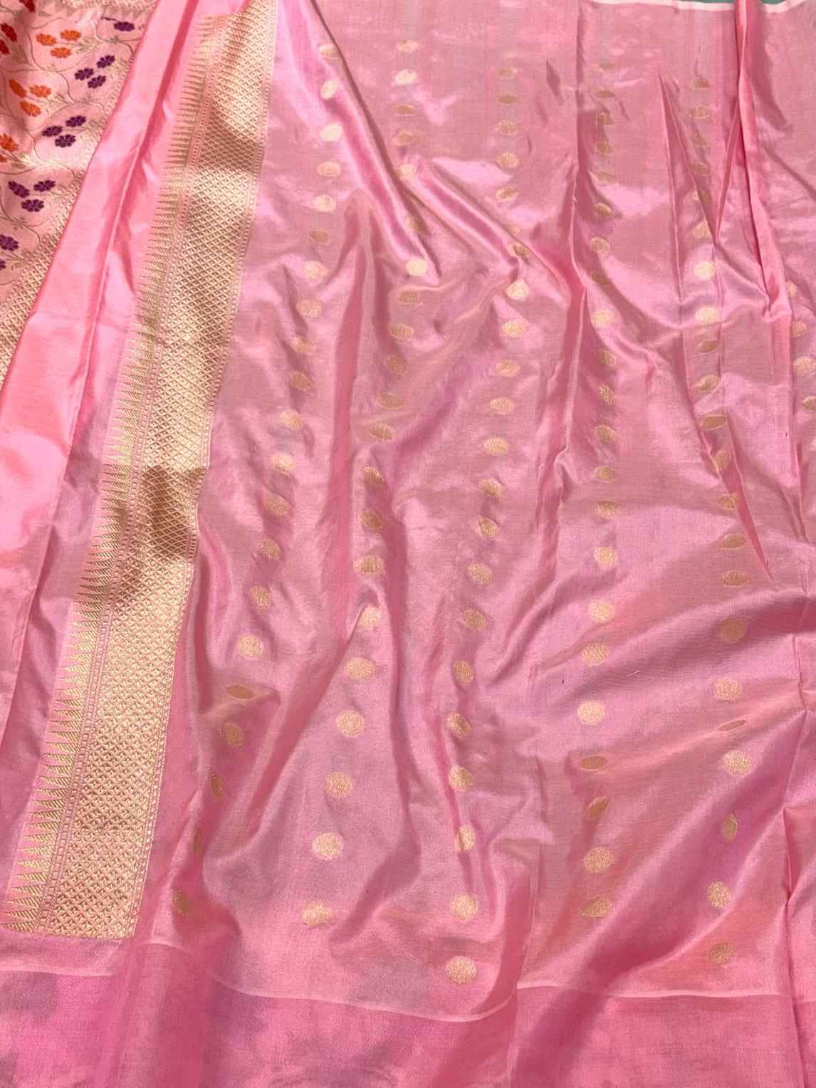 Sky Blue Pure Katan Silk Saree - Pure Mulberry Silk Handwoven ( Kadhwa Technique ) Banarasi Saree