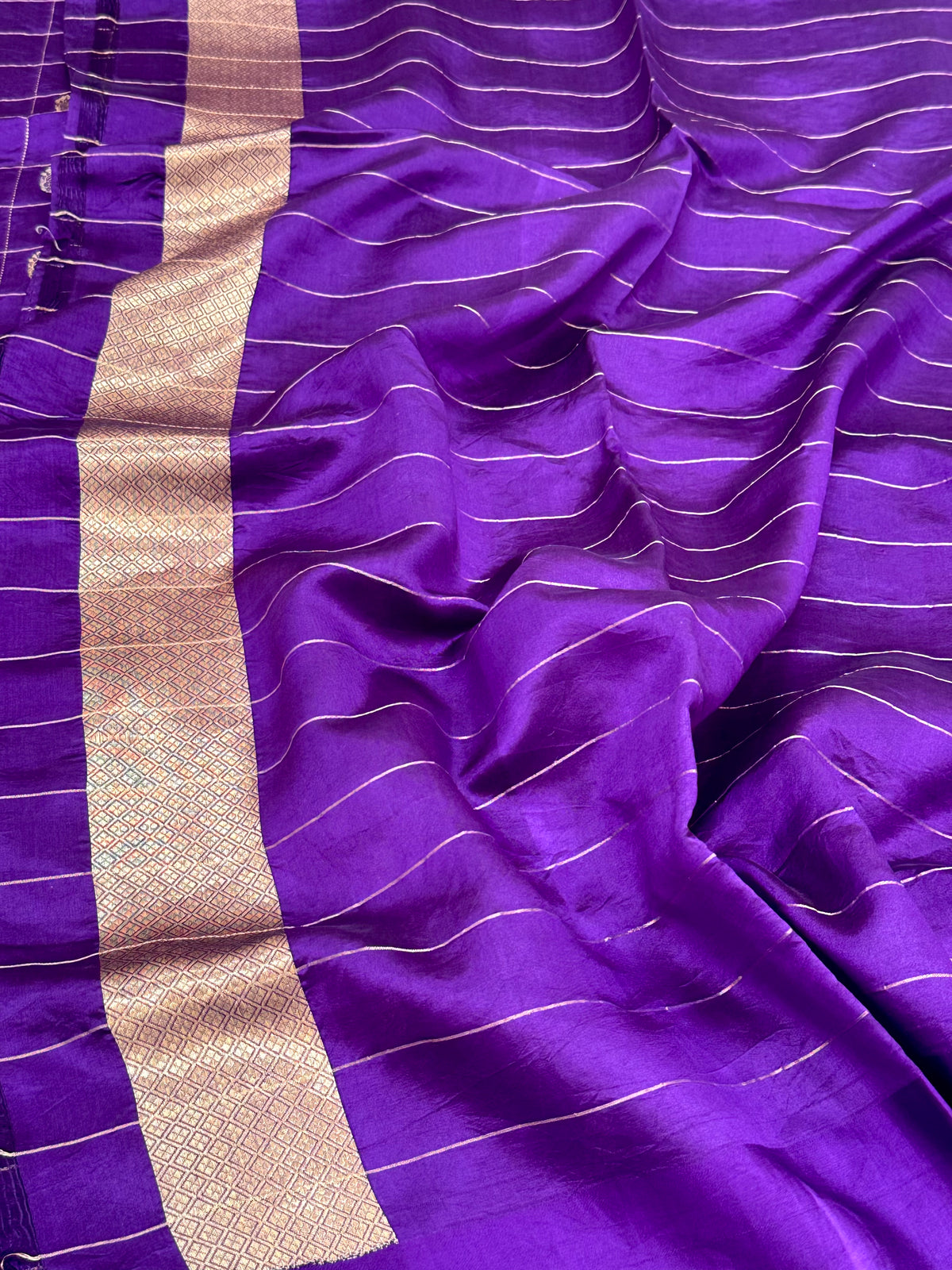 Purple Pure Raw Mango Silk Banarasi | Kadhwa Weave | Handwoven Contemporary Saree